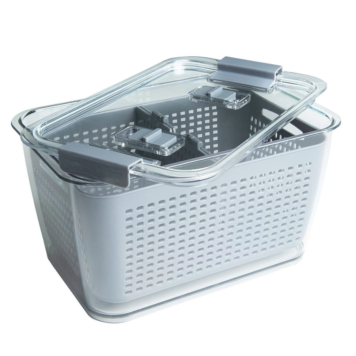 Kitchen Spaces Colander Stackable Food Storage Bin, Large, Gray ...