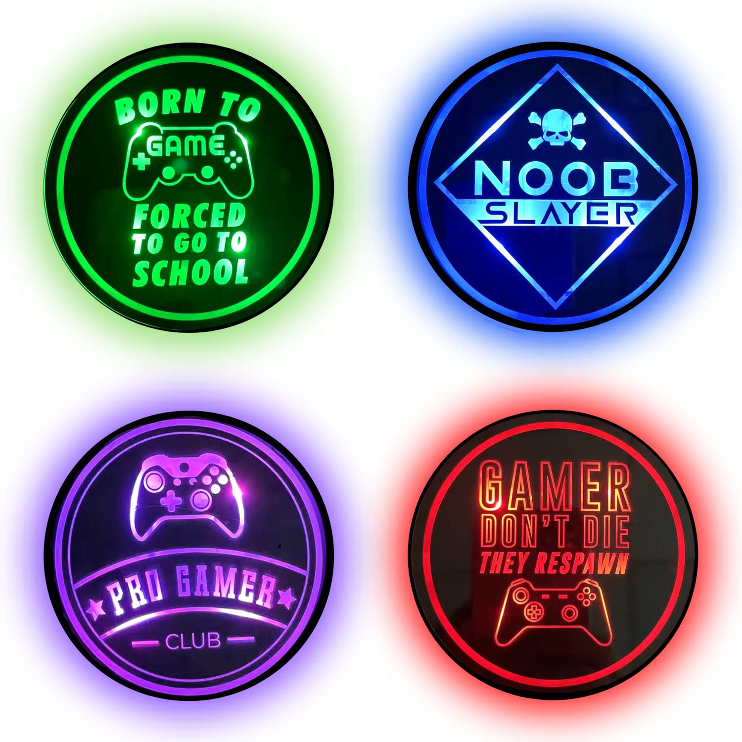 Gaming Coasters By Dreamcontroller Usb Rechargeable Led Coaster For Gamer Room Decor- Light Up Coasters For Gaming Desk Decor, N