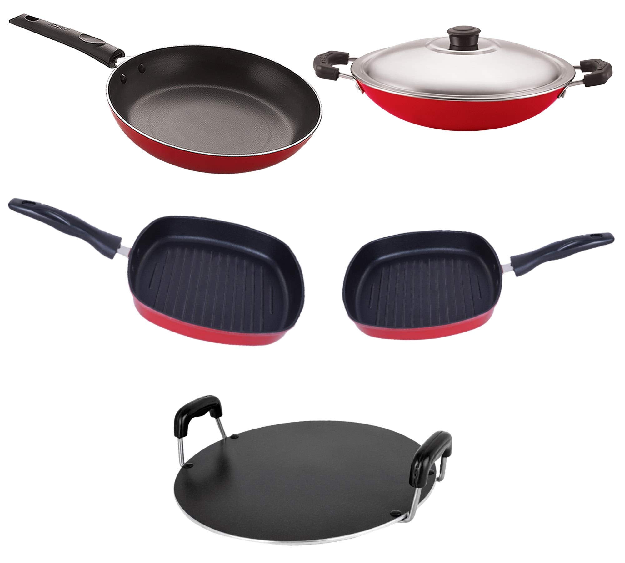 Nirlon Non Stick Pfoa Free Scratch Resistant Coating Cookware Set Of5 Pieces (Ac_Gp22.5_Gp24_Rt_Tp24)