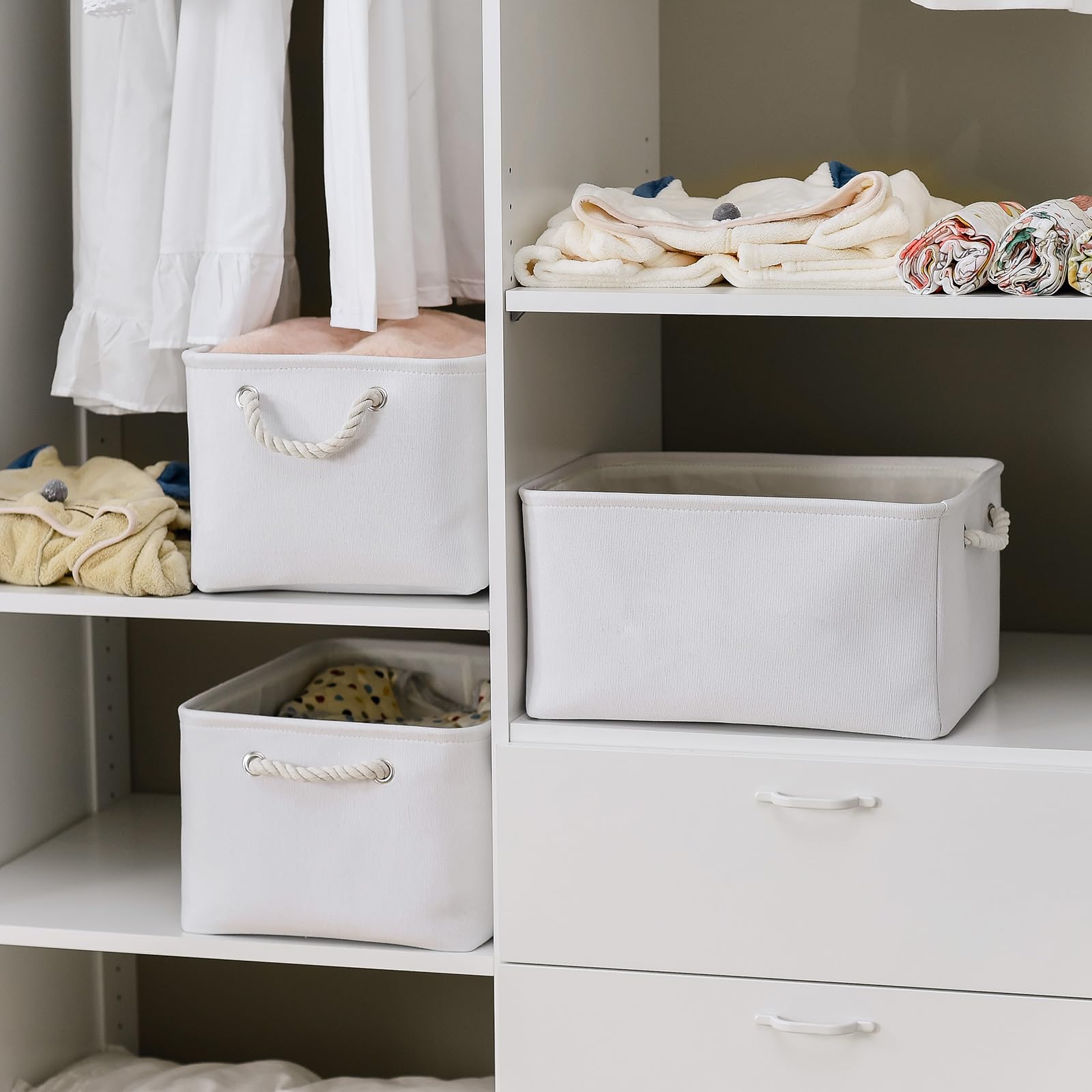 Thewarmhome Storage Basket For Gifts Empty - Large 3 Pack 15.7X11.8X8.2 Inch Storage Basket For Organizing With Handles, Canves