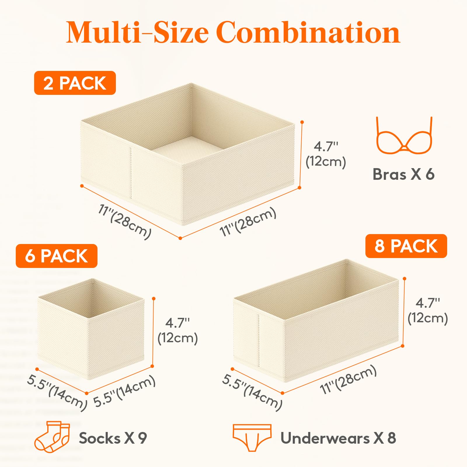 Lifewit 24 Pack Drawer Organizer, Dresser Underwear Drawer Organizer Bins, Foldable Fabric Closet Organizers, Storage Drawer Div
