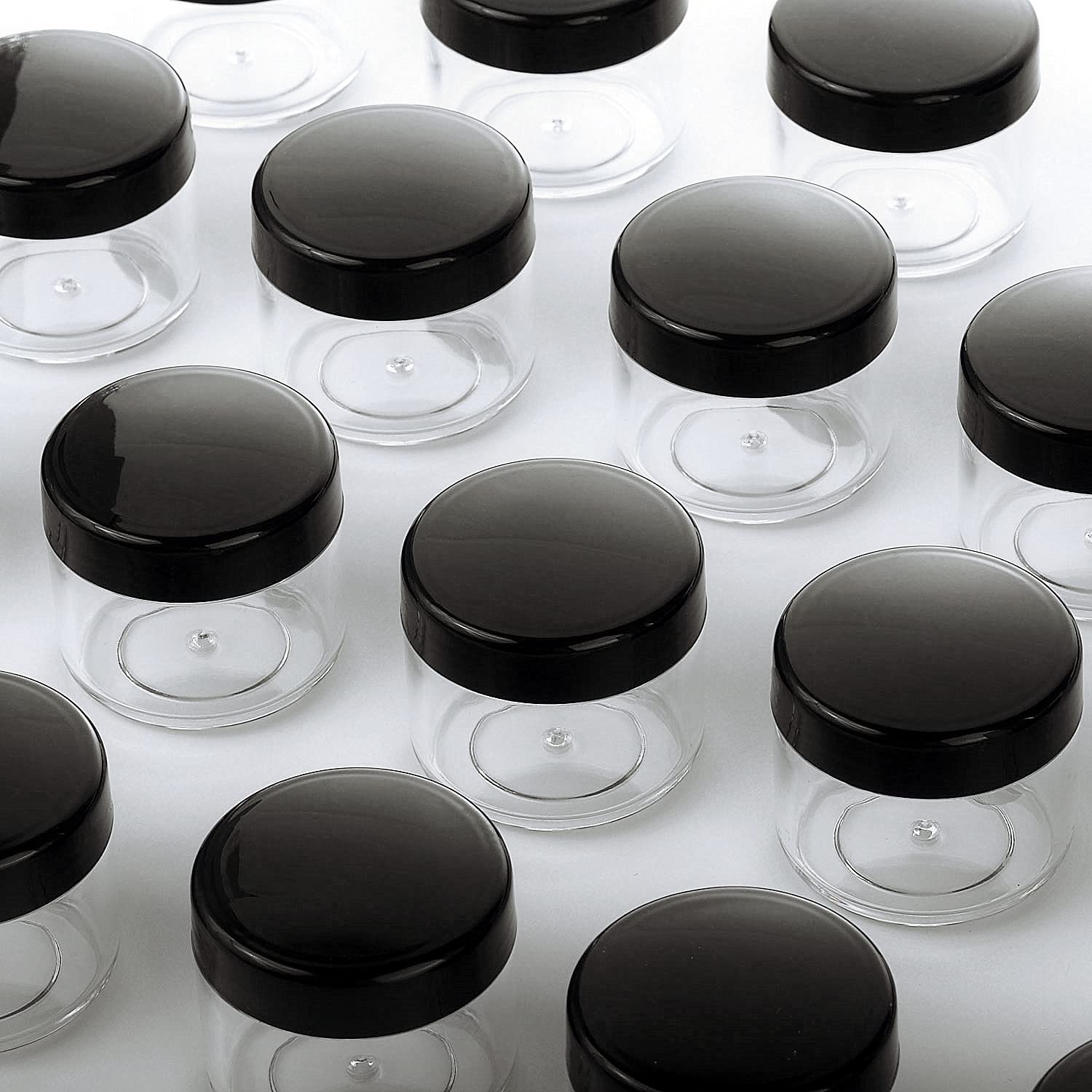 100 Pieces Refillable Cosmetic Containers With Lids 20 Grams Black Makeup Sample Jars For Beauty Products