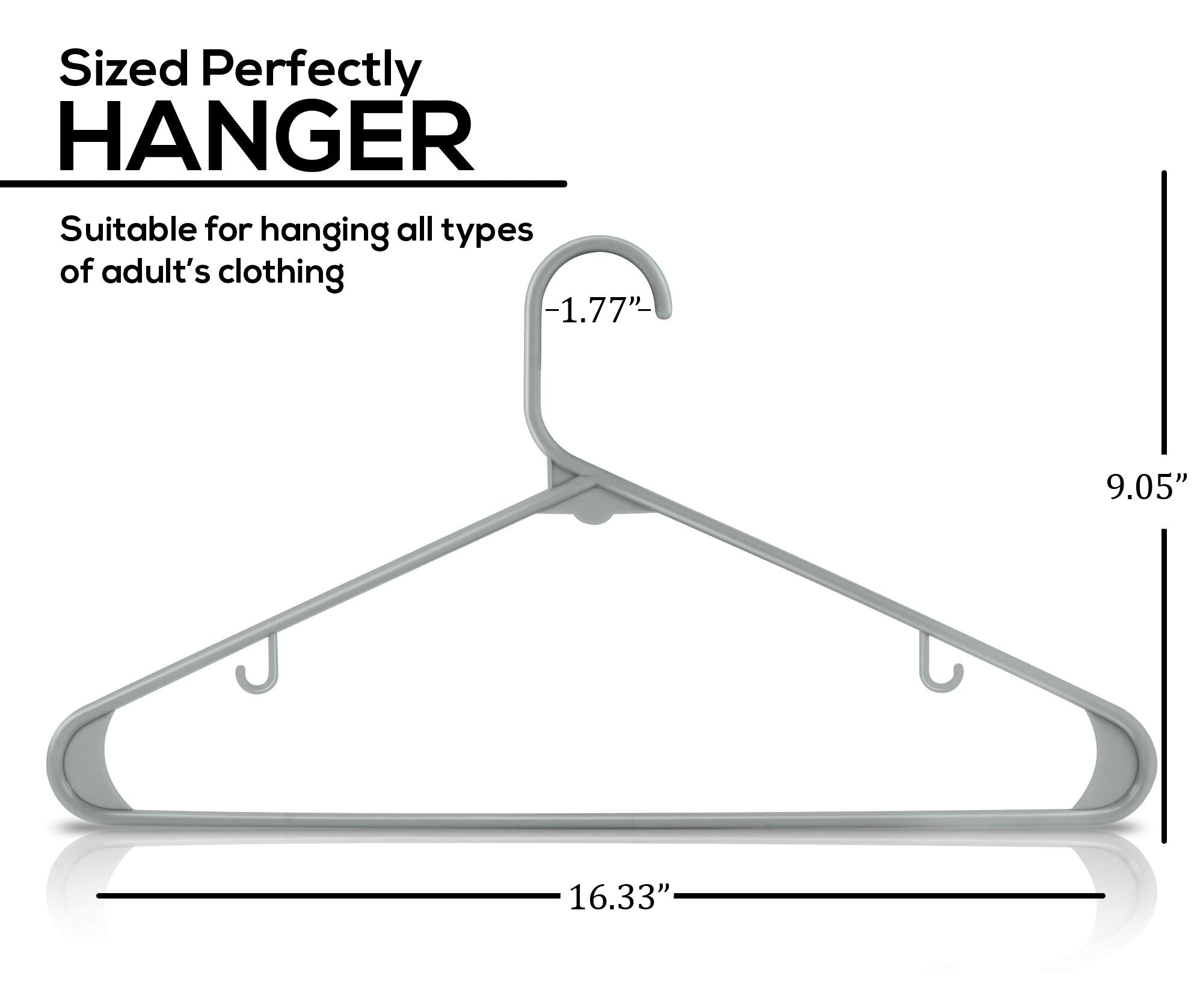 Utopia Home Plastic Hangers 50 Pack - Clothes Hanger with Hooks - Durable & Space Saving Coat Hanger - Heavy Duty Grey Hangers for Coats  Skirts  Pants  Dress  Etc.