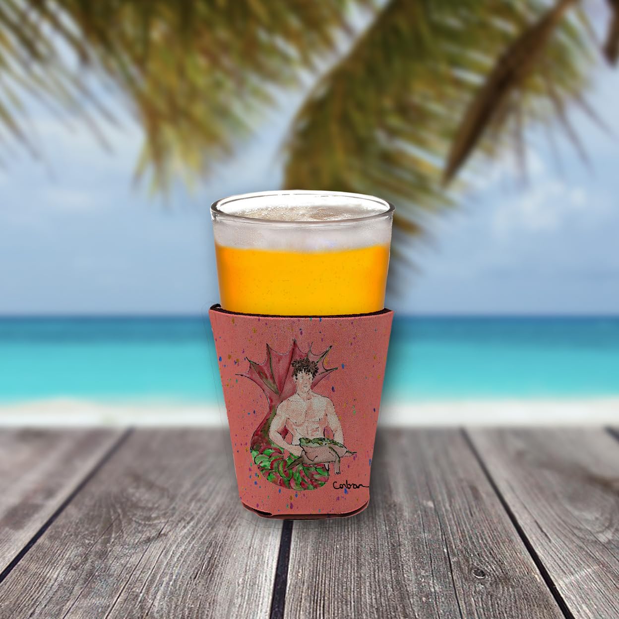 Merman Brunette Hair Merman Red Solo Cup Beverage Insulator Hugger