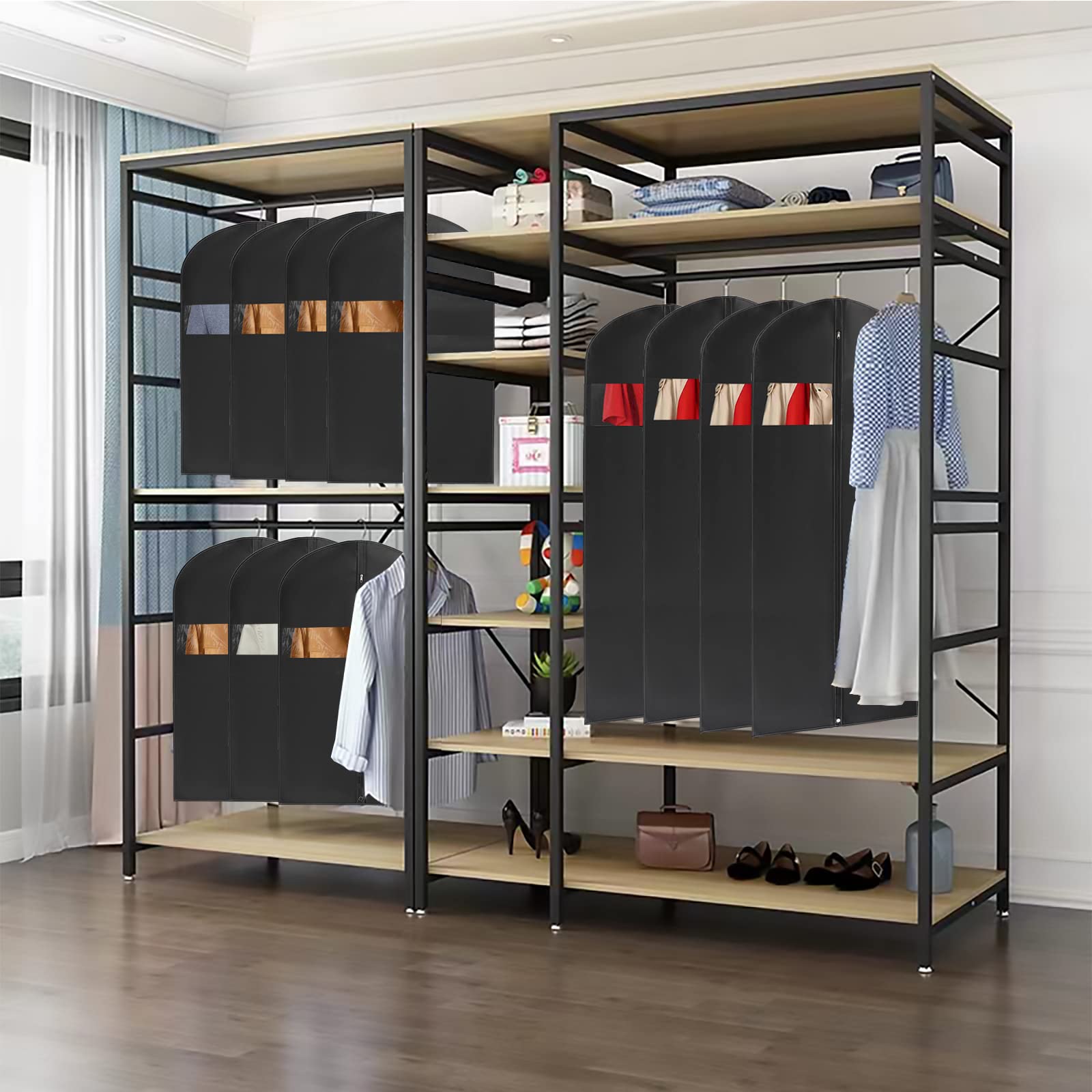 50??Garment Bags for Hanging Clothes (Set of 3) Suit Bags for Closet Storage Suit Cover Bags for Men woman Coat Sweater Dancewear Dress protector bag (Black  50?? ? 24??)