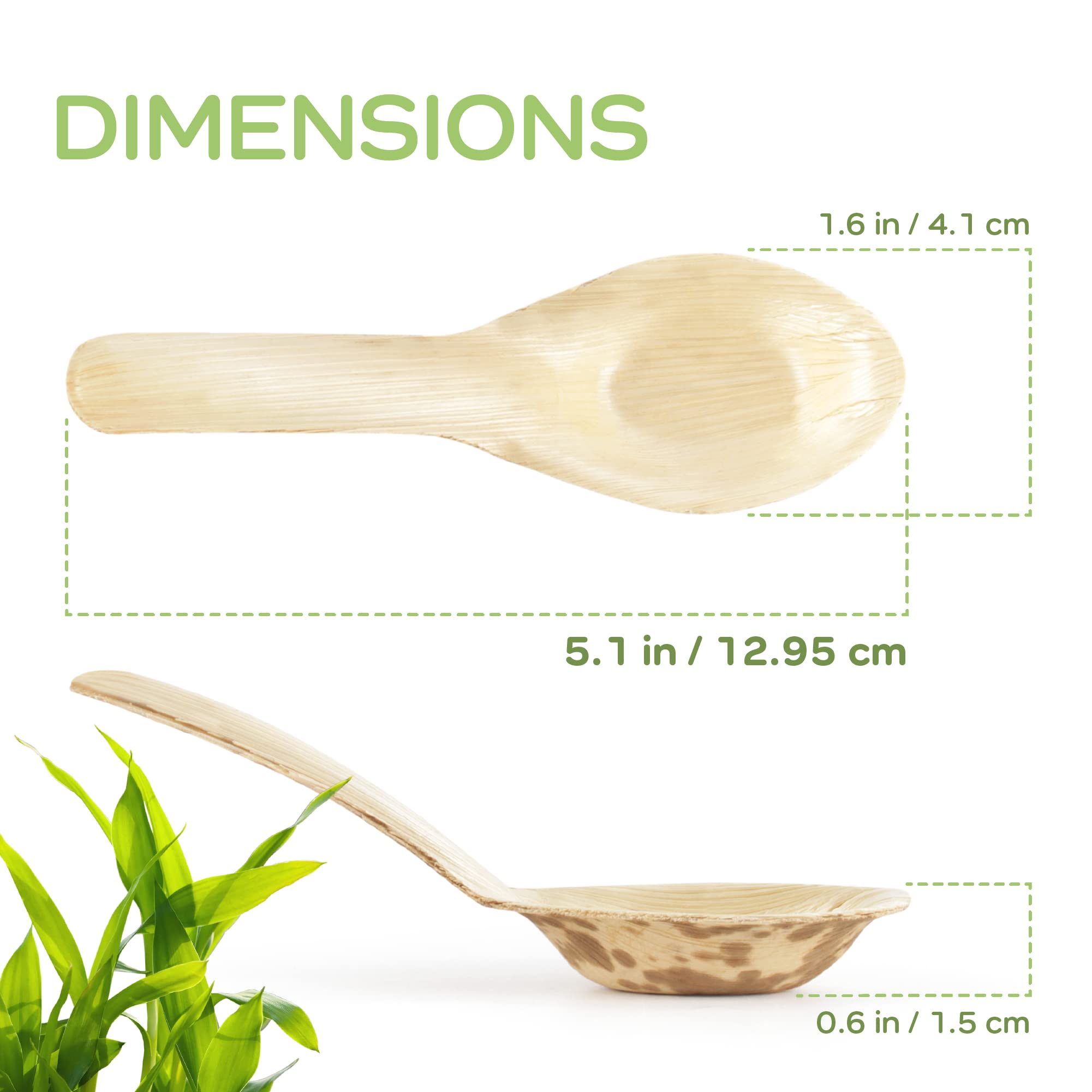 Bamboomn 5.1'' Premium Bamboo Leaf Chinese Soup Spoons, All Natural Disposable Compostable For Catering And Home Use, 100 Pieces