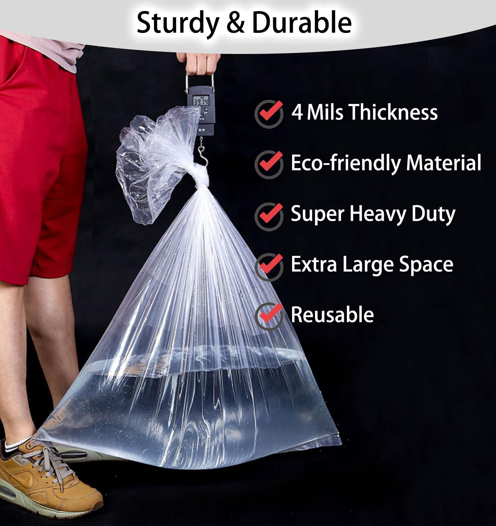 2 Pack Golf Bag Cover, 31X62 Inches Extra Large Clear Drawstring Dust Covers Plastic Storage Bags, Good For Household Organizing