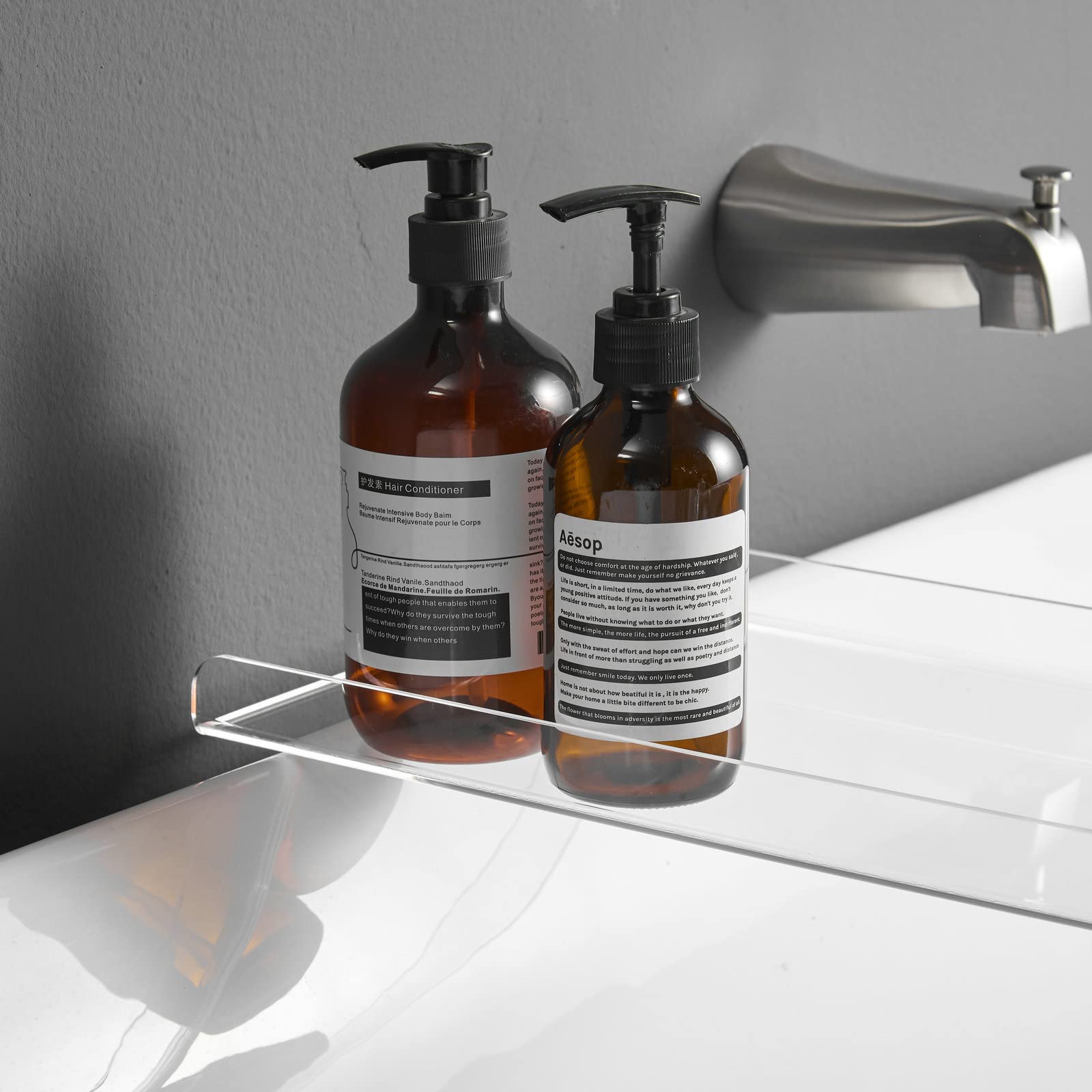 Clear Bathtub Tray Caddy, Bath Tub Rack Shelf, Luxury Bathroom Organizer Tablet Holder, Acrylic Shunli