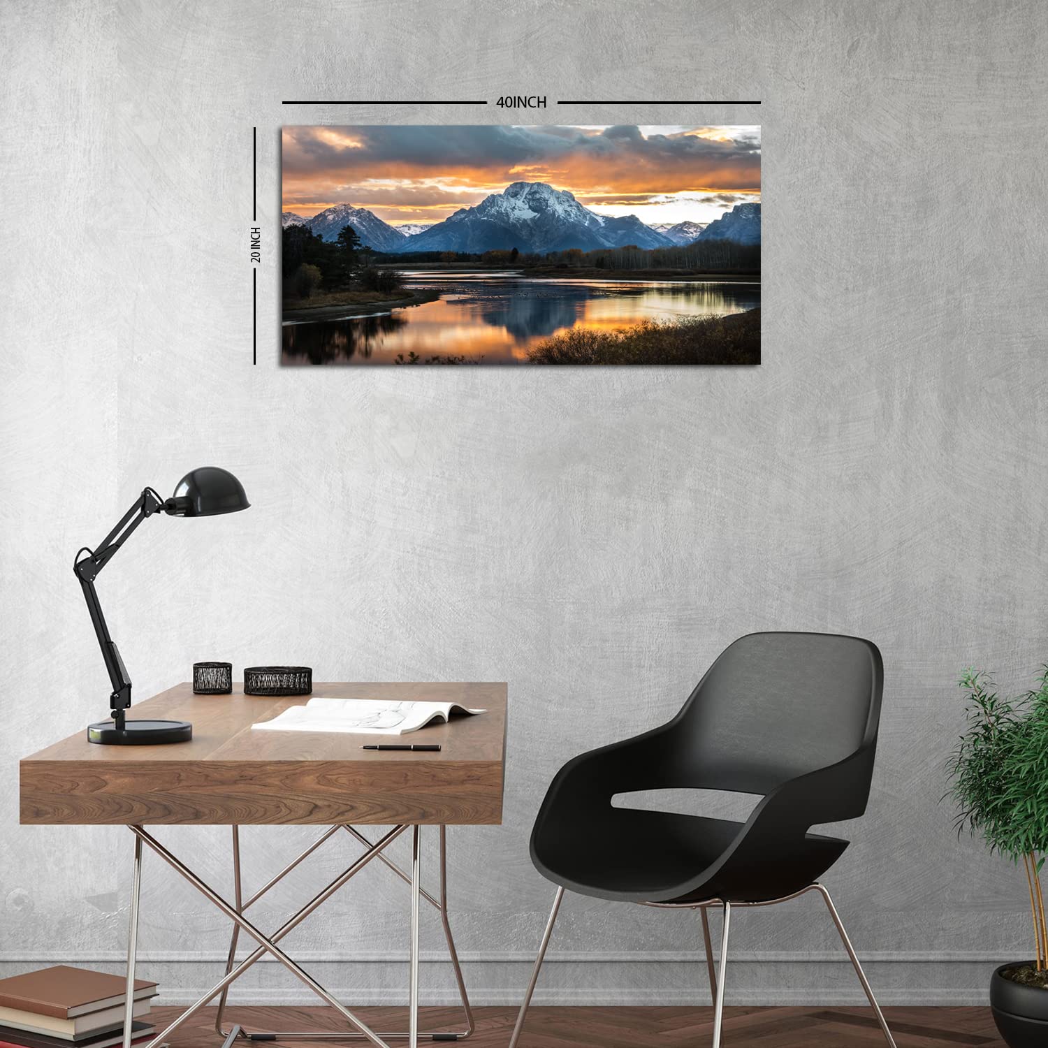 Sunset Mountain Wall Art For Living Room Nature Grand Teton Landscape Canvas Wall Decor National Park Posters Oxbow Bend Snake R