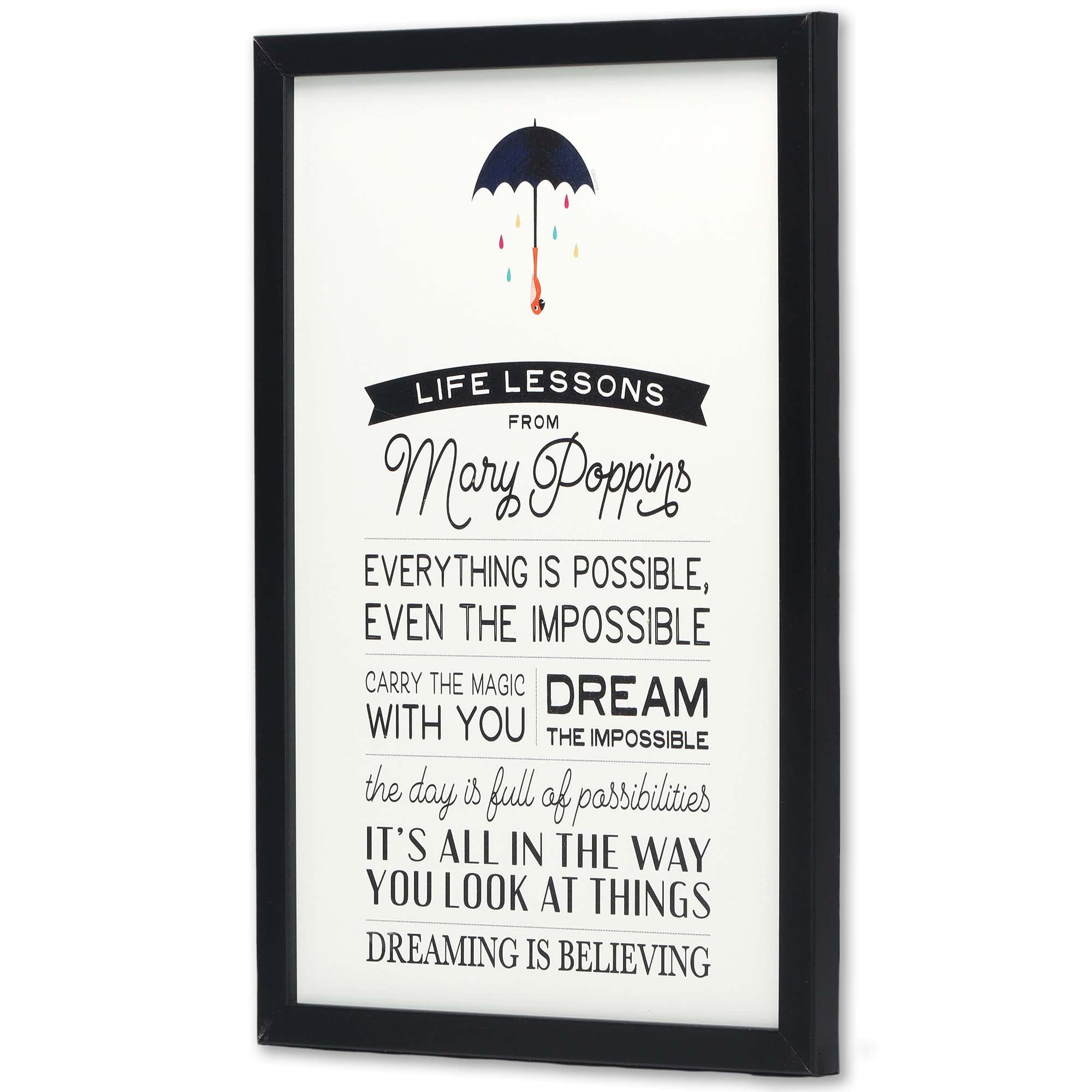 Disney Mary Poppins Inspirational Quotes Framed Wood Wall Decor - Charming Mary Poppins Picture For Office, Living Room Or Bedro