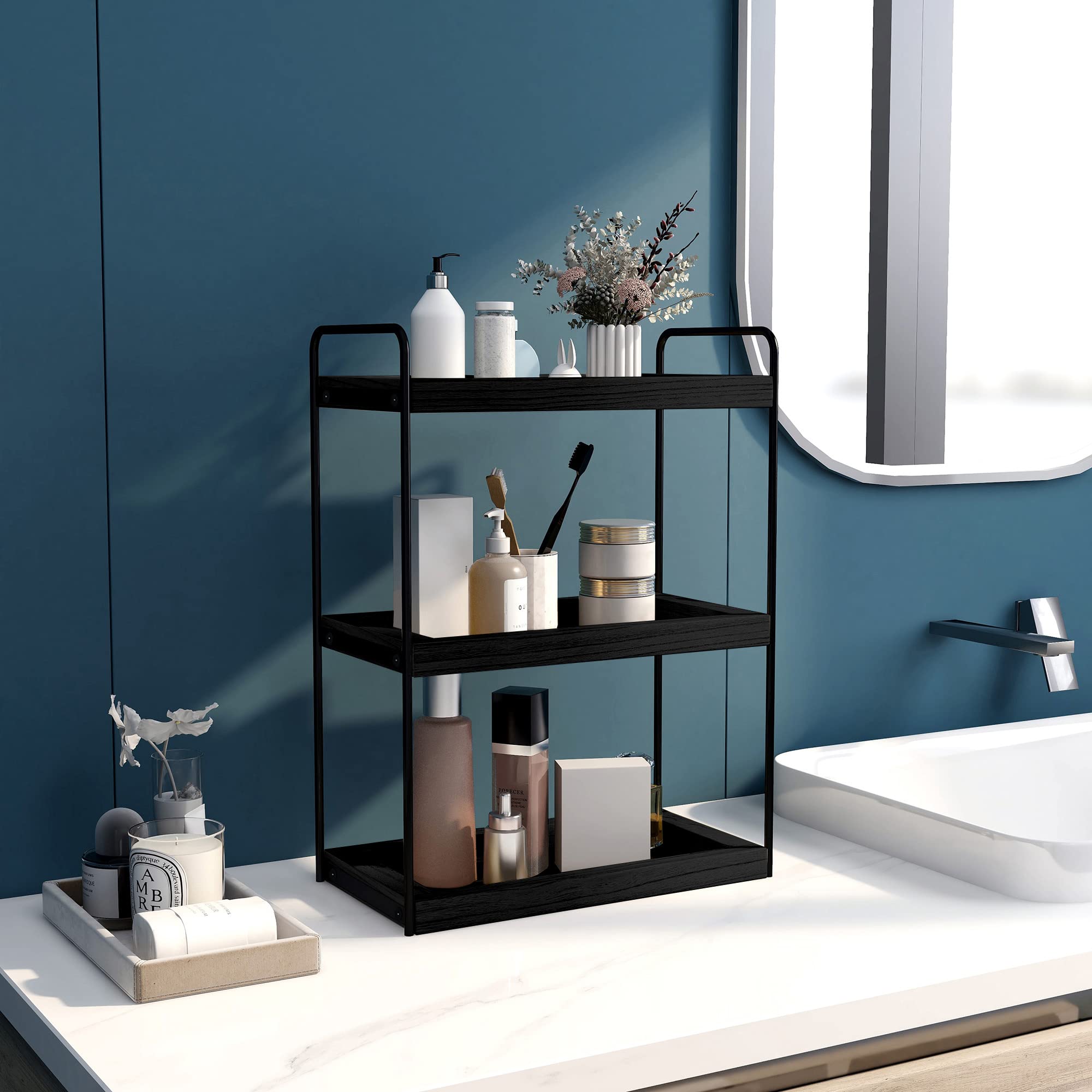 Dorhors 3 Tier Bathroom Counter Organizer,Countertop Bathroom Organizer And Storage Shelf,Bathroom Counter Tray And Vanity Organ