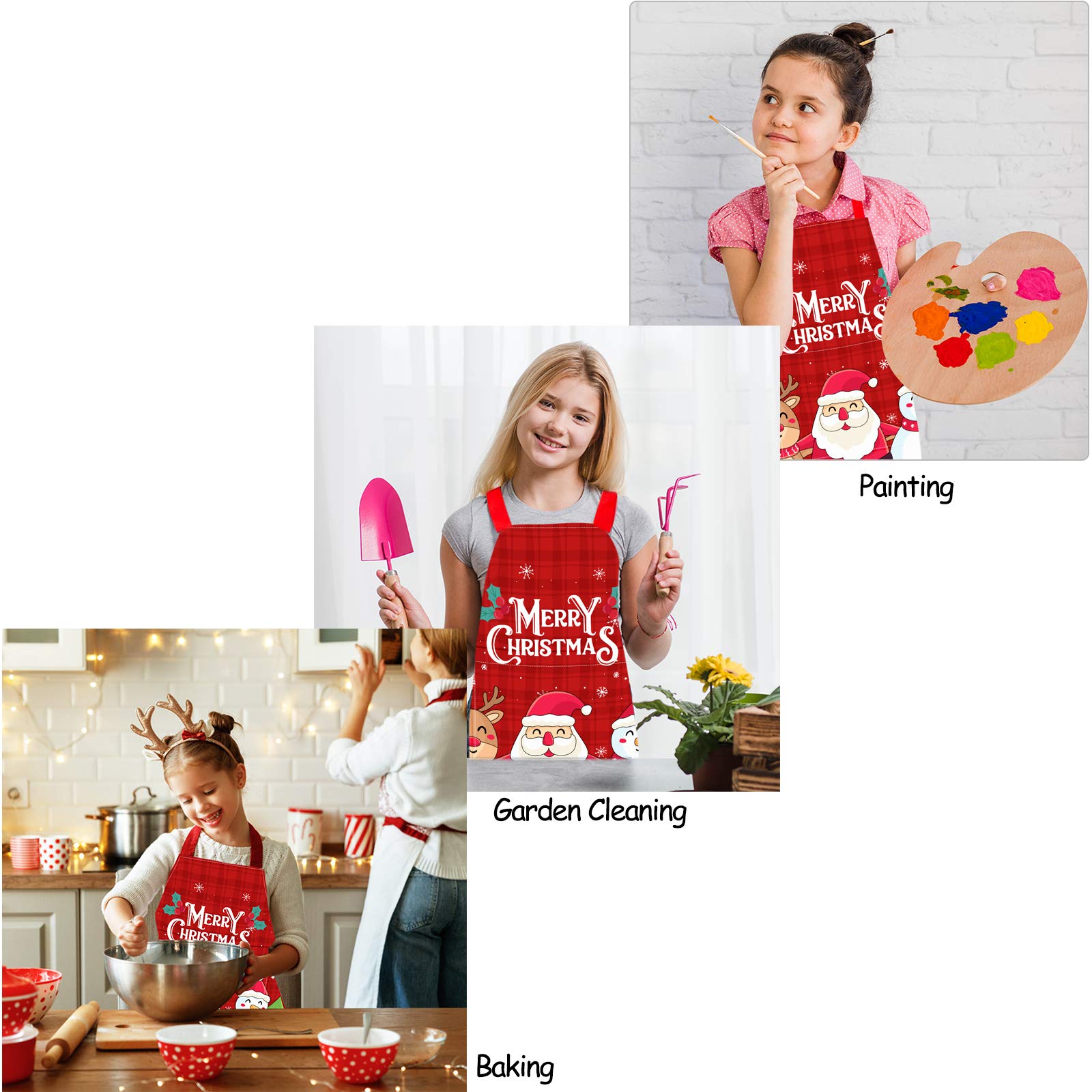 Nidoul Kids Apron for Boys Girls  Adjustable Chef Apron with Pocket  Kitchen Bib Apron for Cooking Baking Art Painting Gardening  Christmas