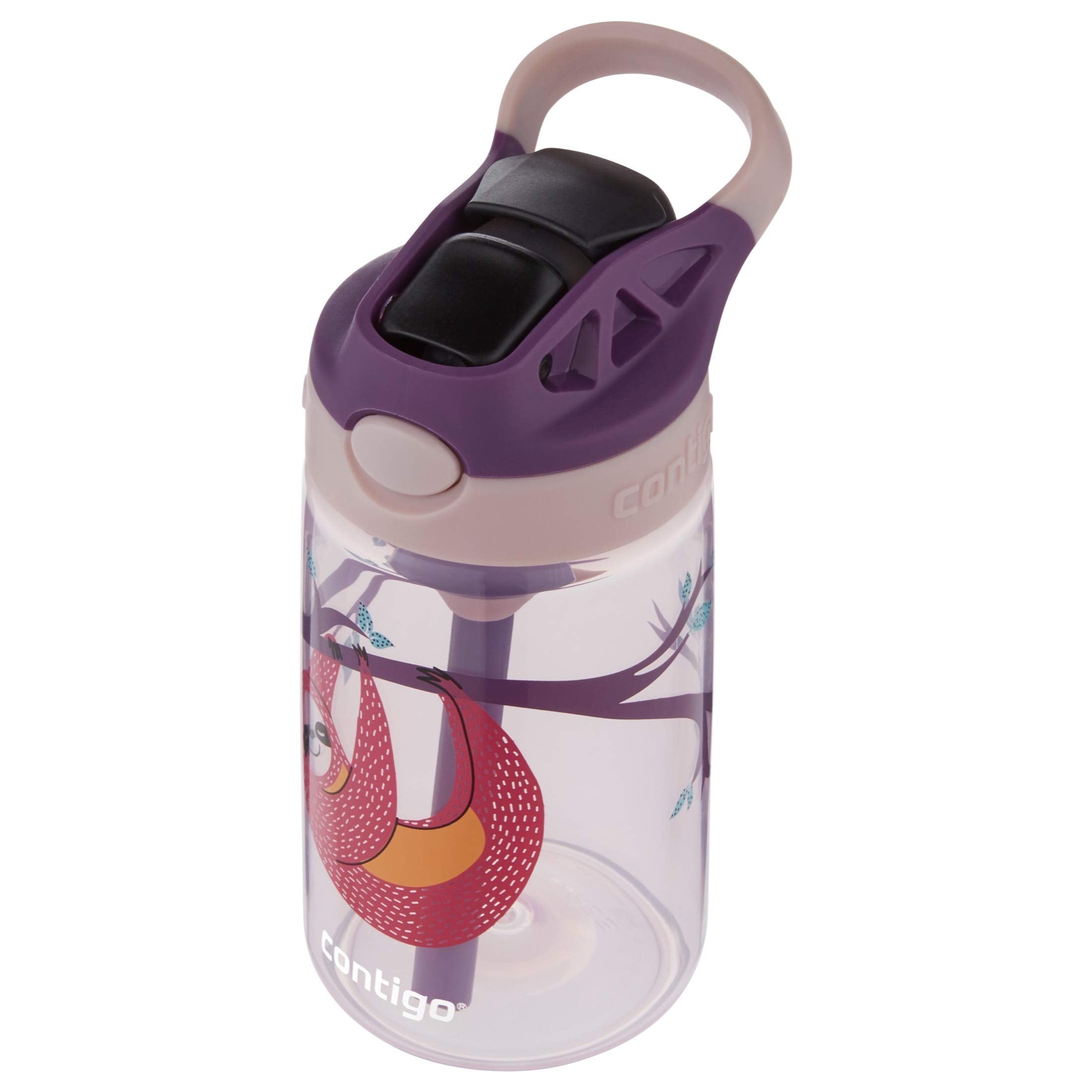 Contigo Aubrey Kids Cleanable Water Bottle With Silicone Straw And Spill-Proof Lid, Dishwasher Safe, 14Oz, Sloth