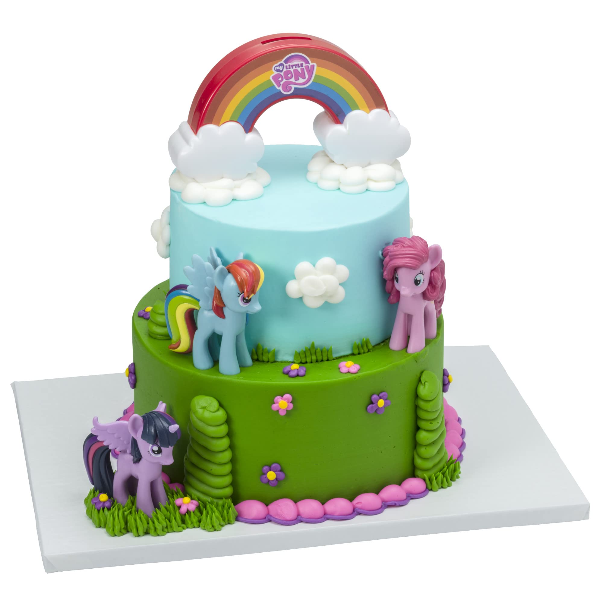 Decoset My Little Pony Over The Rainbow Signature Cake Topper, 4 Piece Decoration, Rainbow Dash, Pinkie Pie, And Twilight Sparkl