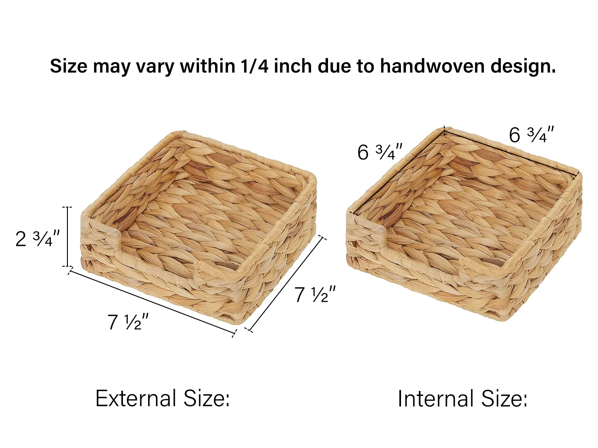 Storageworks Water Hyacinth Napkin Holder, Wicker Baskets And Serving Tray For Kitchen, Rattan Napkin Holders For Tables, 7 ''L