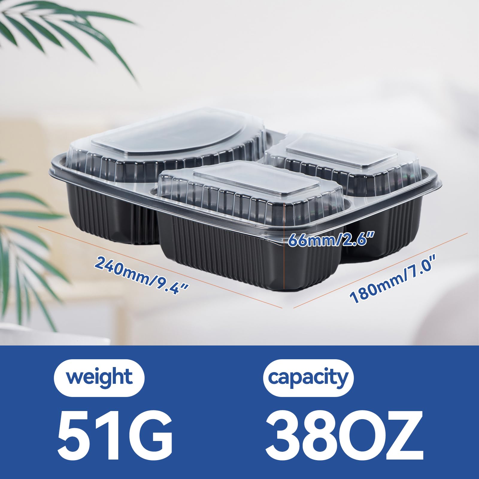 Ekosavor Meal Prep Container, 40-Pack 38Oz - Reusable To Go Containers For Food Storage And Portion Control - Bento Boxes For Me