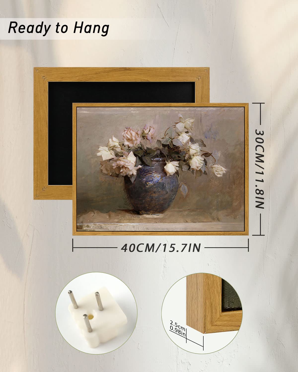 InSimSea Canvas Wall Art Room Decor Roses by Abbott Handerson Thayer Rustic Style Artwork Framed Wall Art Paintings Prints Kitchen Bathroom Office Farmhouse Wall Decor 12x16in