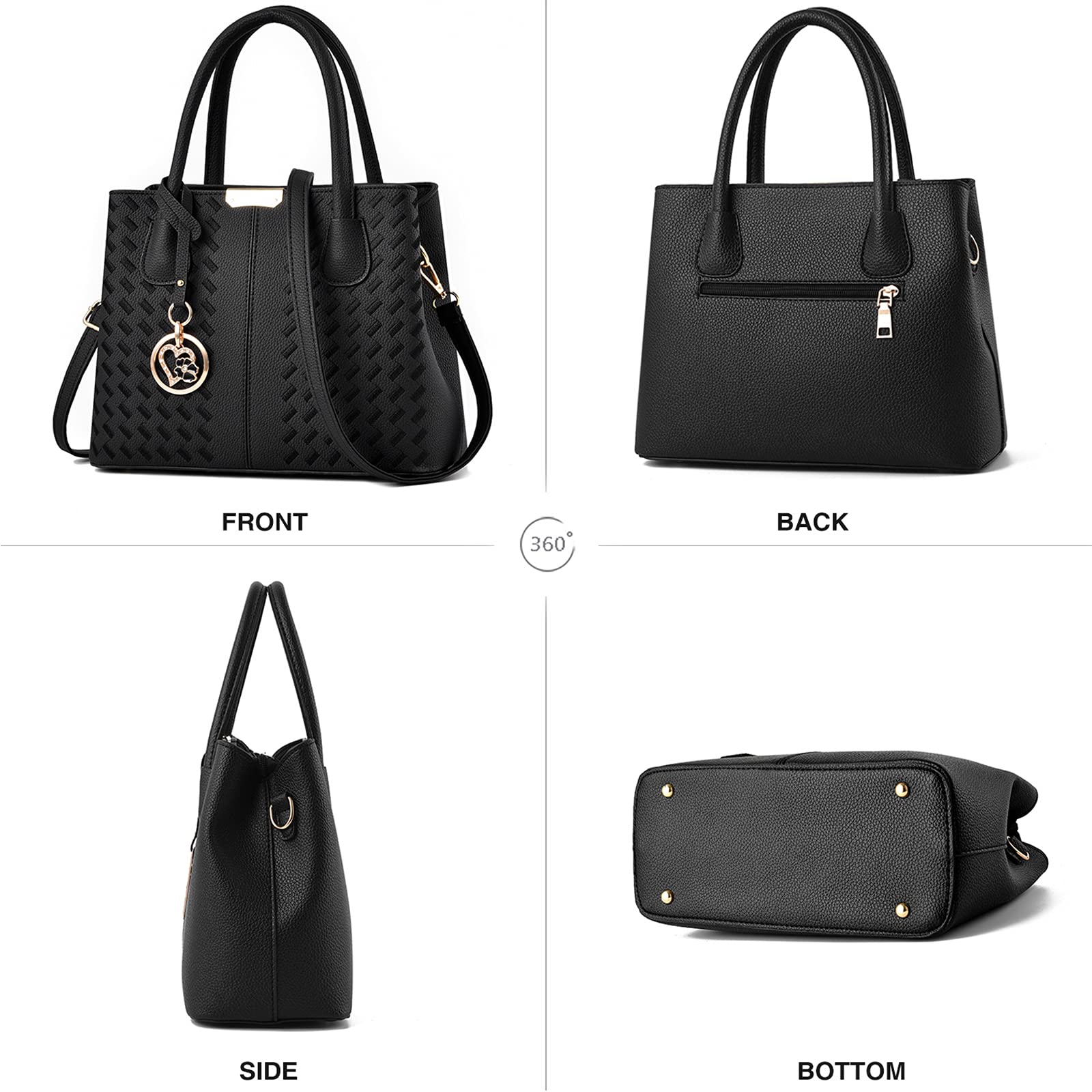 Chicarousal Purses And Handbags For Women Leather Crossbody Bags Womens Tote Shoulder Bag (Xiu Black)