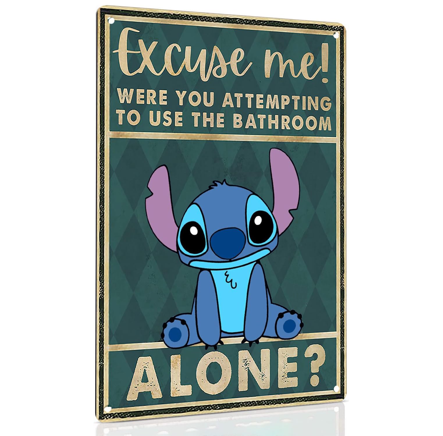 Funny Stitch Bathroom Decor Cute Bathroom Door Sign Excuse Me Were You Attempting To Use The Bathroom Alone Tin Sign Gifts For W