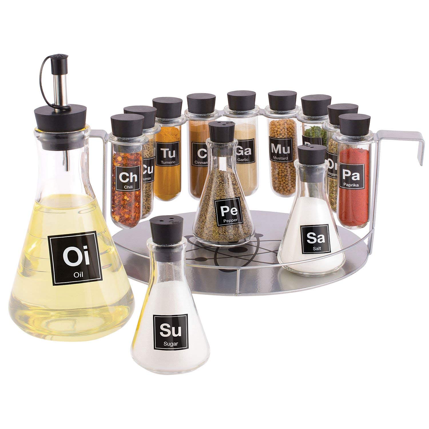 Wild Eye Designs Spice Rack (14 Shelves, Art Deco, Metal, Tiered Shelf, Countertop, Kitchen Storage, Food Organization)