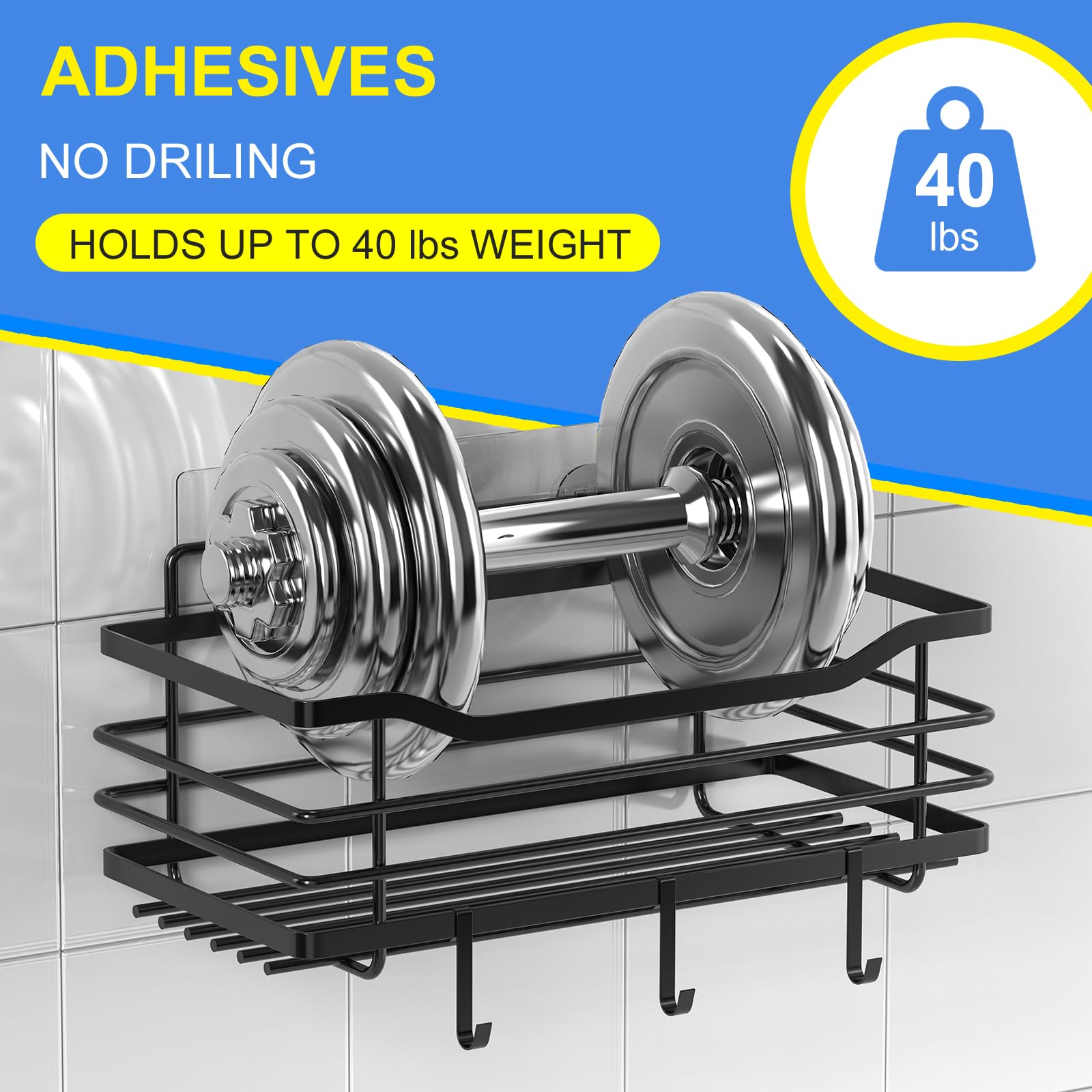 Bchway Family Shower Caddy 5 Pack, Adhesive Shower Organizer For Bathroom Storage And Home Decor Kitchen No Drilling, Rustproof