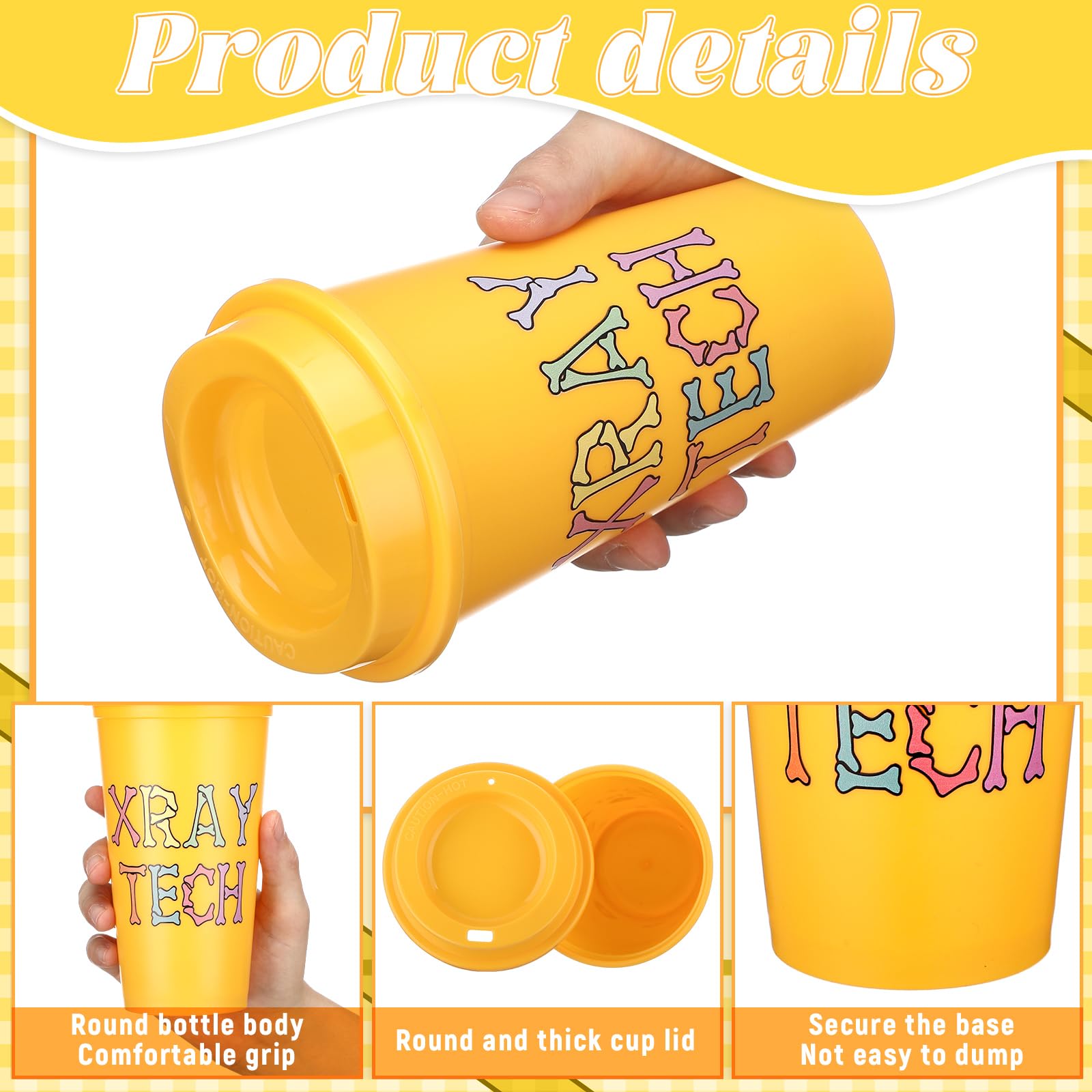 SiliFine 12 Pcs Christmas X-Ray Tech Gifts Bulk 16 oz Tumbler with Lids Radiographer Thank You Cups Reusable Travel Coffee Mugs