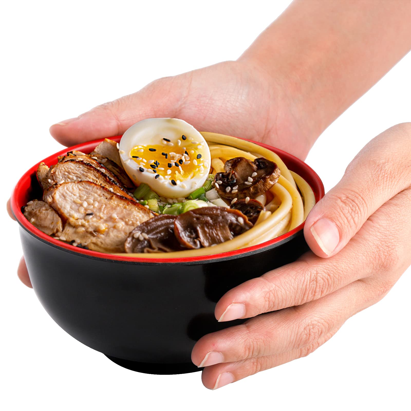 Lyellfe Set Of 10 Miso Soup Bowl With Spoon, Restaurant Quality Melamine Cereal Rice Bowl, 16 Oz Unbreakable Japanese Dinnerware