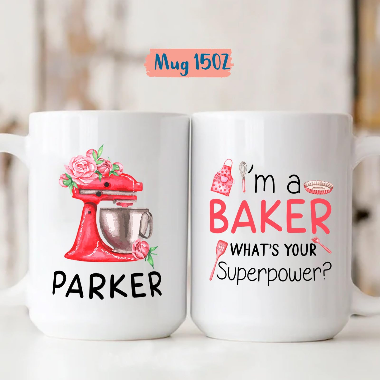 I'm A Baker Mug, Pastry Baker Cups, Personalized Name Mug Gifts For Baker Baking Lover, Baking Ceramic Mugs, Custom Baker Name C
