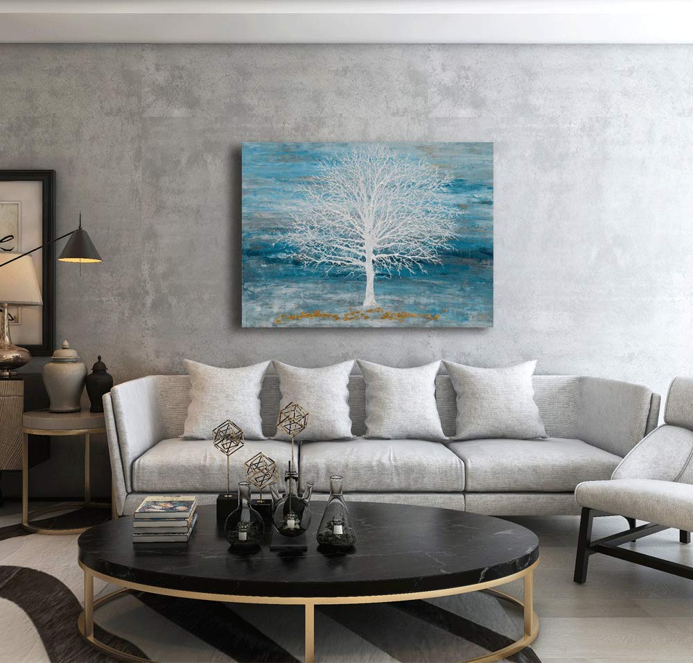 Yihui Arts Abstract Landscape Canvas Art Hand Painted 3D Tree Paintings With Gold Foil For Wall Decor Modern Artwork Pictures Li