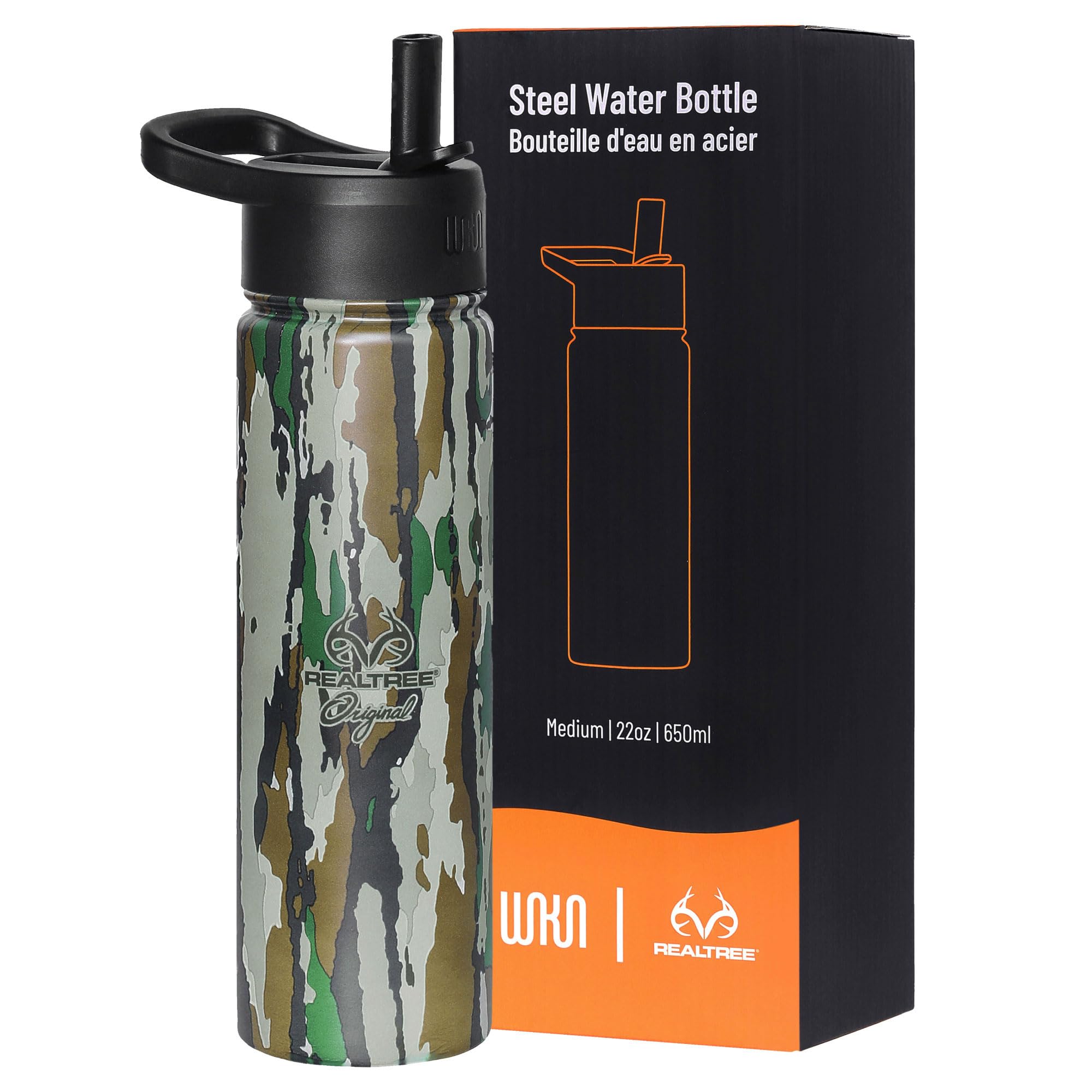 Wildkin Realtree Original 22oz Kids Water Bottle  Leakproof, VacuumInsulated, Durable, EasyClean