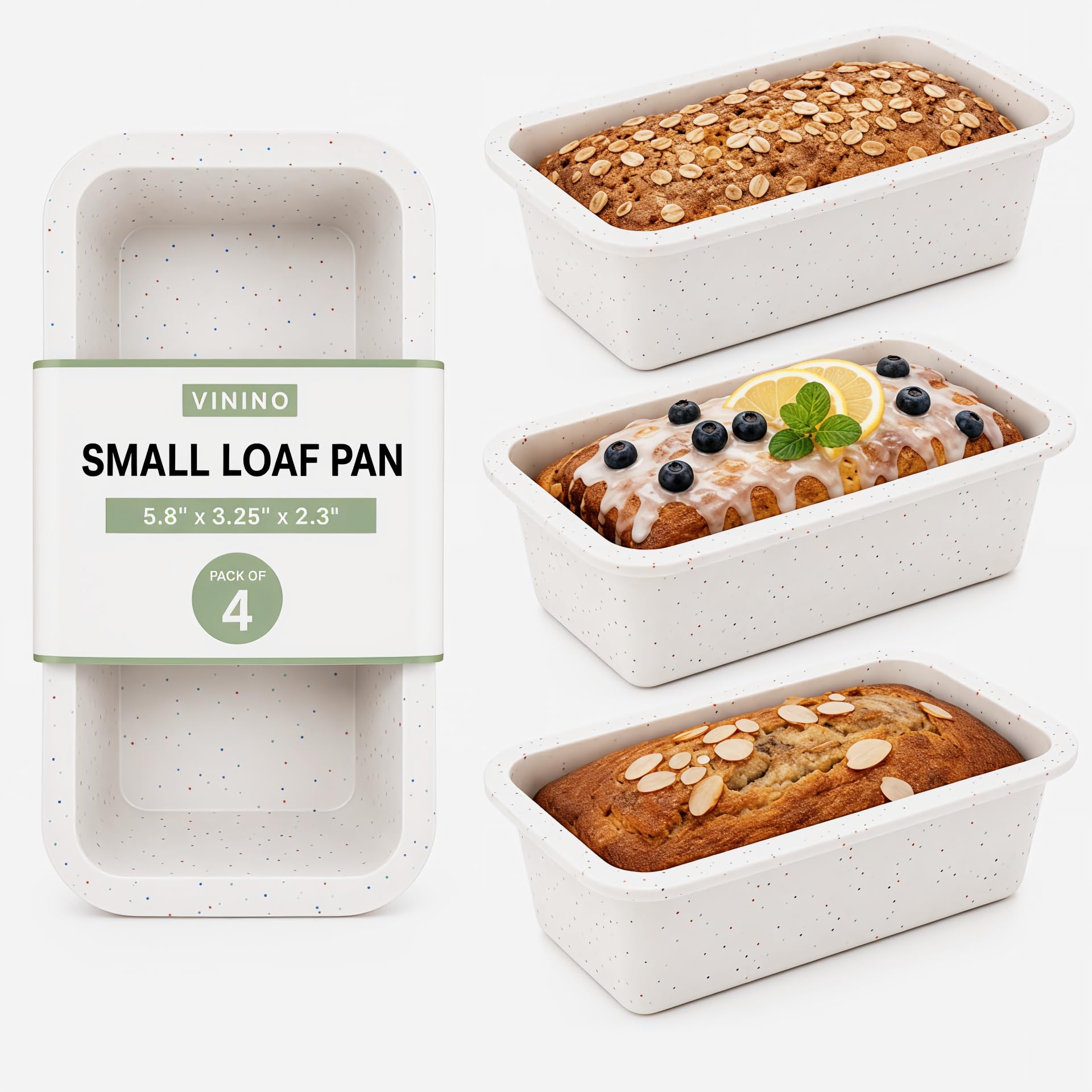 Small Loaf Pan Silicone, 4Pack 5.8 x 3.25 x 2.3 Mini Bread Pans, 100% FoodGrade BPAFree Silicone Loaf Molds, Nonstick Easy