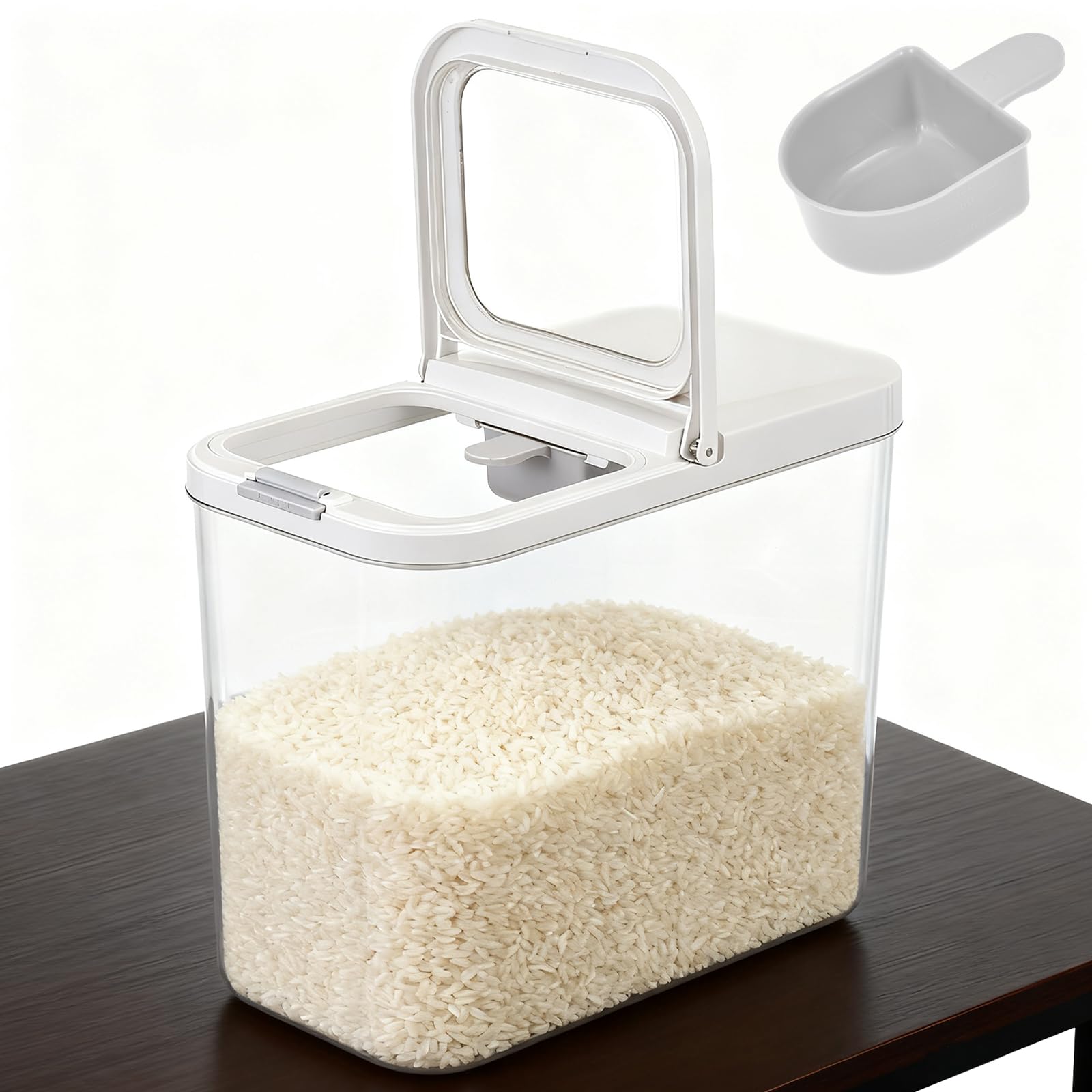 YEXEXINM 2025 lbs Rice Dispenser with Measuring Spoon 11.4Qt/12L Tall and Narrow Food Storage Flour Bin Large Airtight Food Sto
