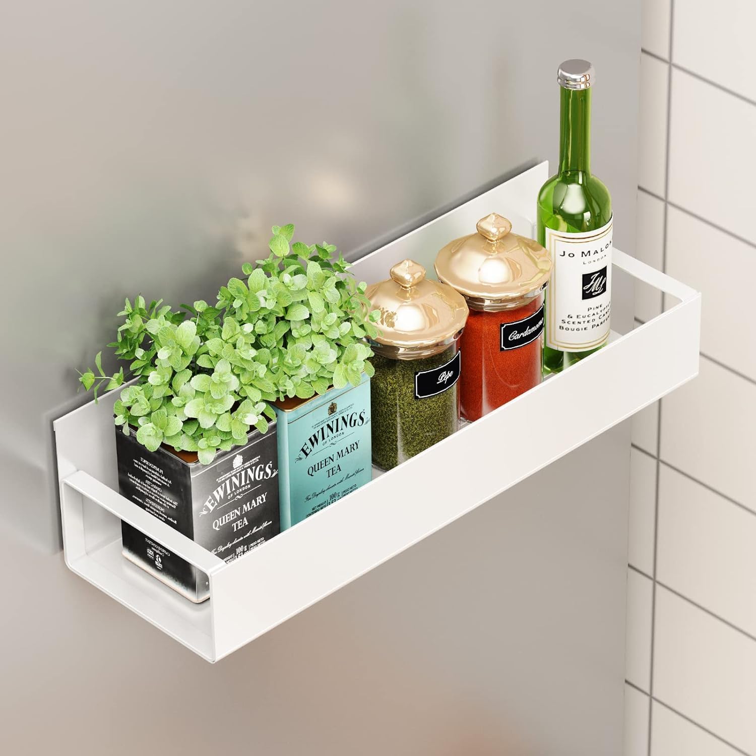 Organizemee Magnetic Spice Rack & Kitchen Organizer, 25 X 11.5 Cm, White