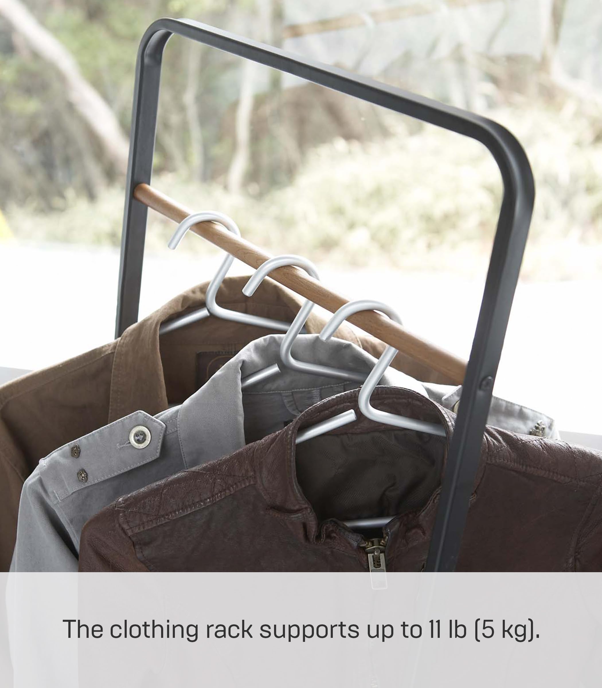 Yamazaki Home Tower Freestanding Coat Hanger Clothes Rack, 55'' - Steel, Black