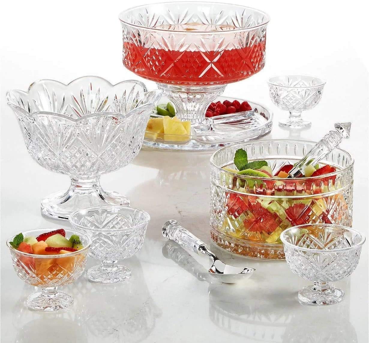 Godinger Glass Dublin Trifle Set, 16 Pc, Clear, 3.2 Size, Model 25490