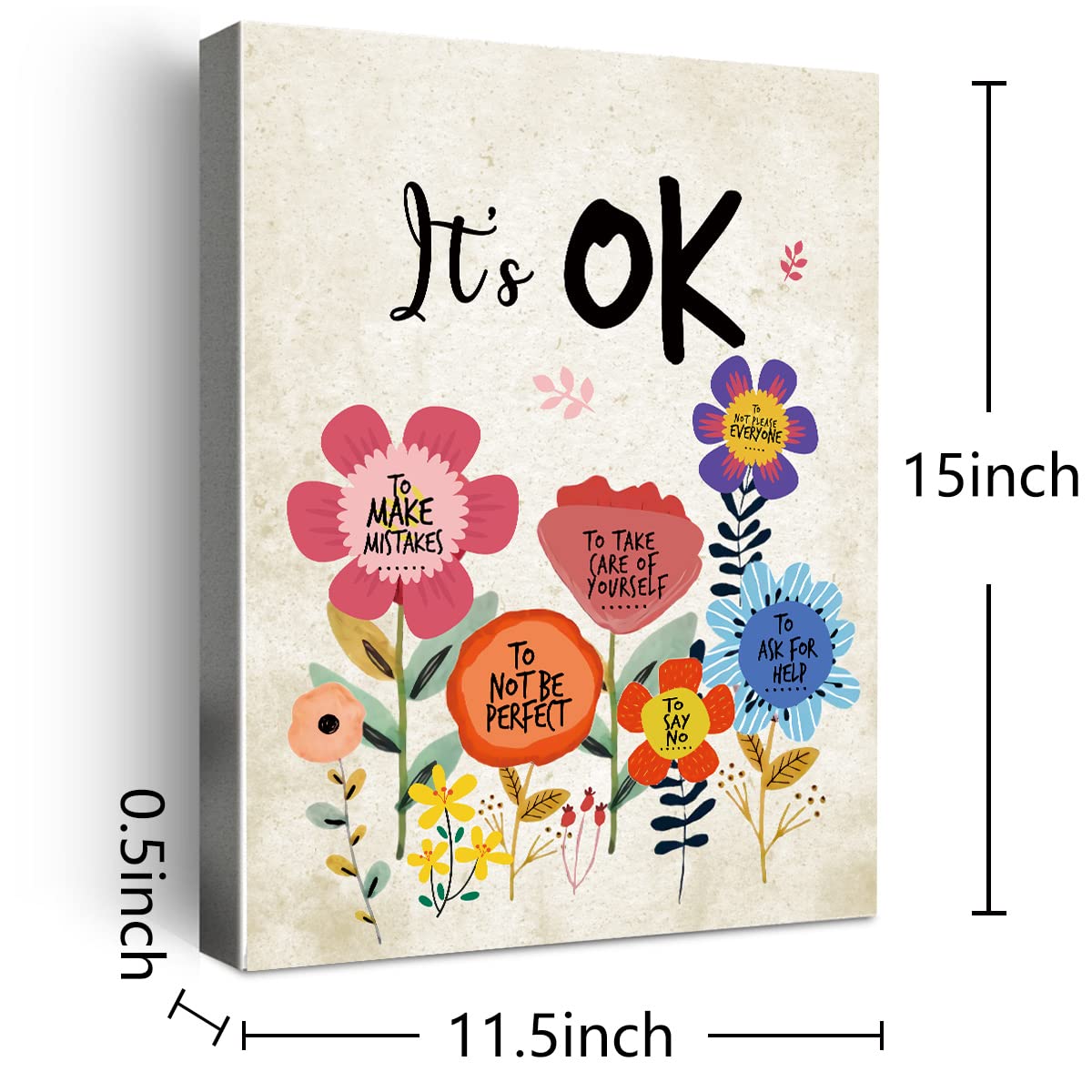 It'S Ok Wall Art Canvas,Inspirational Quotes Framed Canvas Wall Art For Kids Girls Room Wall Decor,Encouragement Gifts For Girls