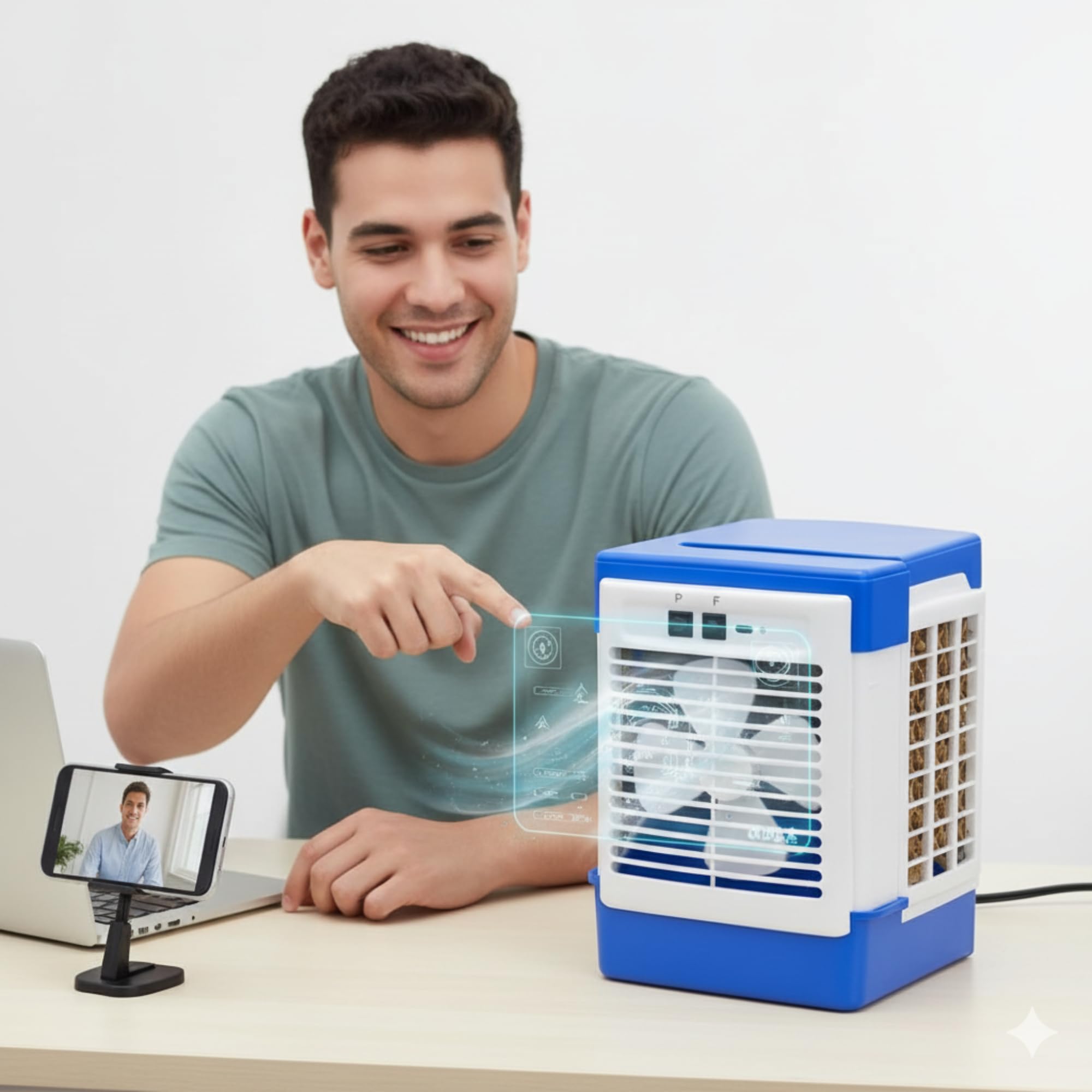 Rumstone ( ) Desert Air Cooler Portable High Airflow Cooling Fan Energy Efficient Personal Room Cooler Adjustable Speed Durable 