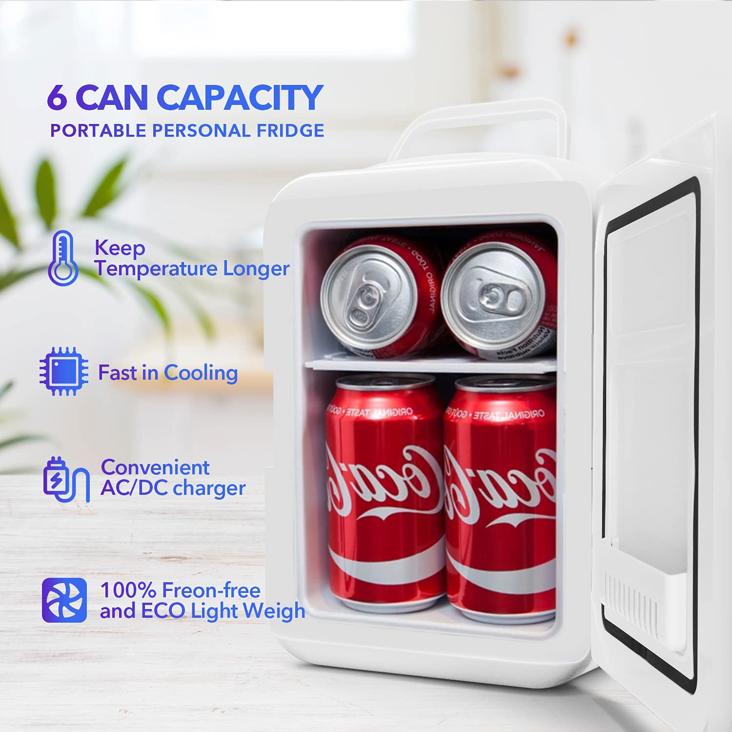 Yeaxin Mini Fridge 4 Liter/6 Can Compact Refrigerators Portable Cooler And Warmer Ac/Dc Thermoelectric System For Makeup Skincar
