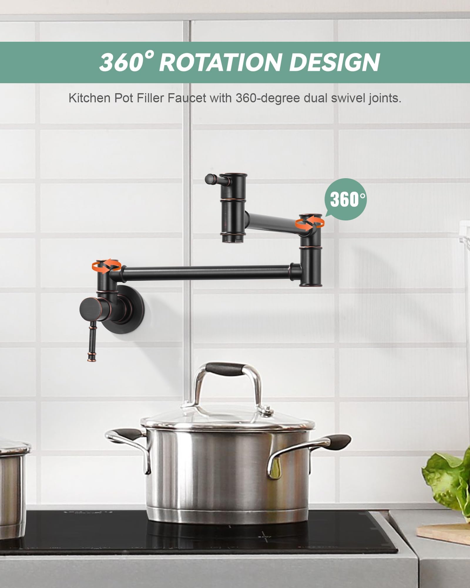 Pot Filler Faucet, Wall Mount Stove Faucet For Kitchen Sink, Brass Kitchen Pot Faucet Over Stove, Pot Filler Folding Faucet With