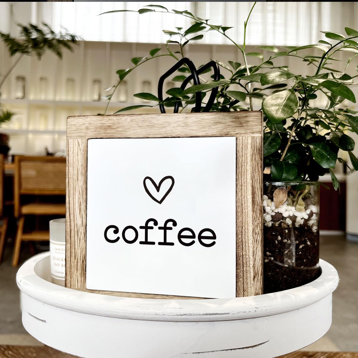 Coffee Decor Set, Wooden Box Signs for Home Decor, Freestanding Coffee Sign for Table Shelf Desk Counter, Cafe Sign, Coffees Lov