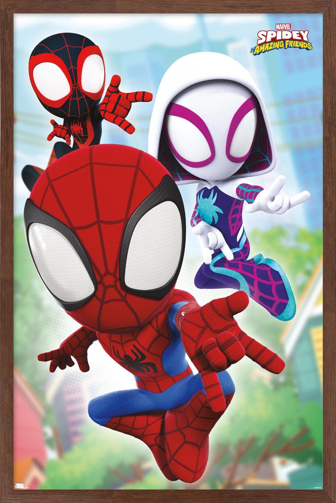 Trends International Marvel Spidey And His Amazing Friends - Webs Wall Poster, 22.37'' X 34.00'', Mahogany Framed Version