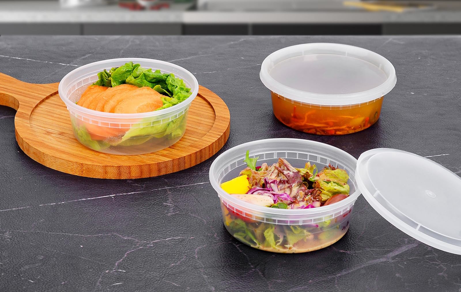 Edi [16 Oz, 50 Sets] Plastic Deli Food Storage Containers With Airtight Lids | Microwave-, Freezer-, Dishwasher-Safe | Bpa Free