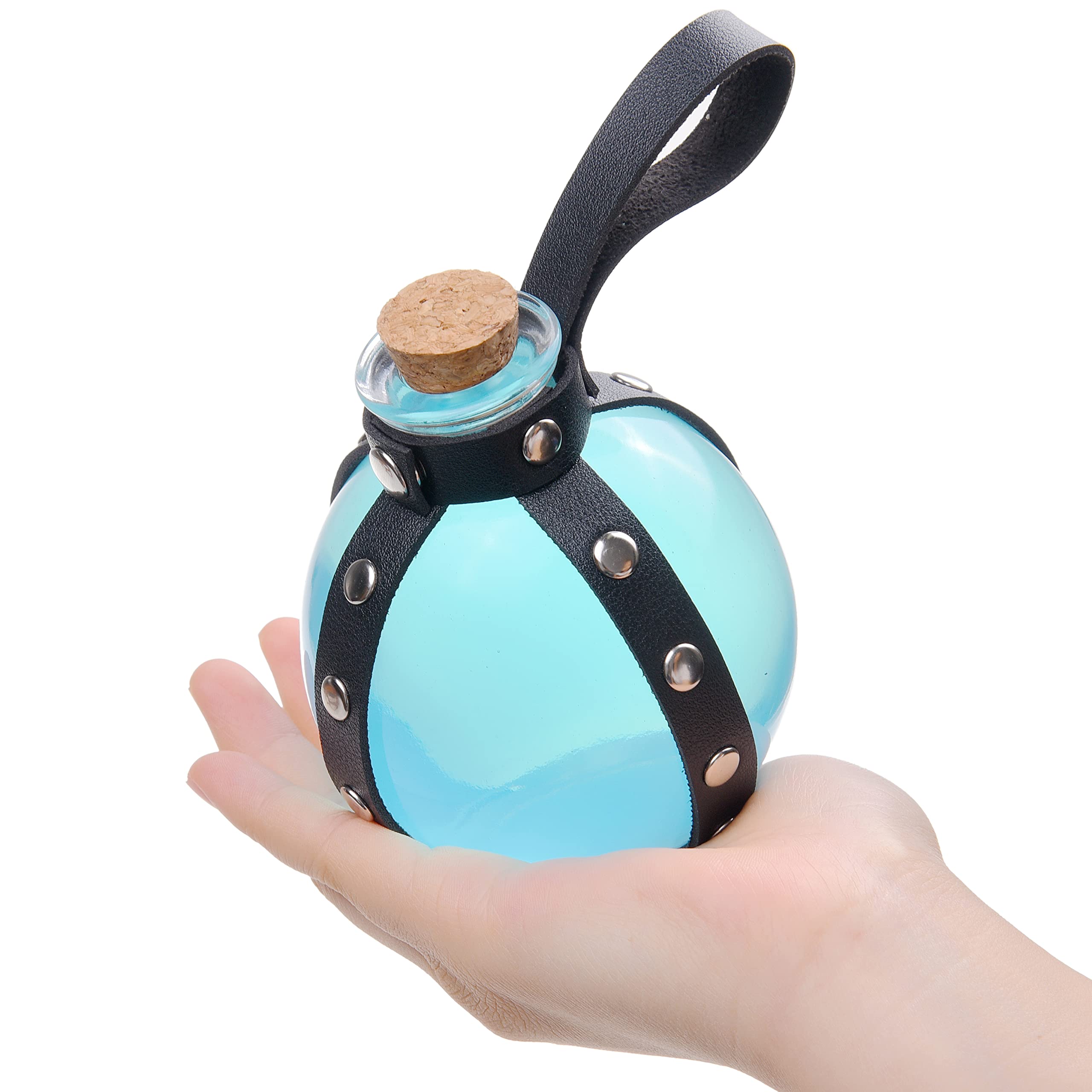 Eco-Fused Cosplay Potion Bottle with Holder - Clear Spherical, Wizard, Witch Costume Accessory - Stopper, Holder, Belt Loop