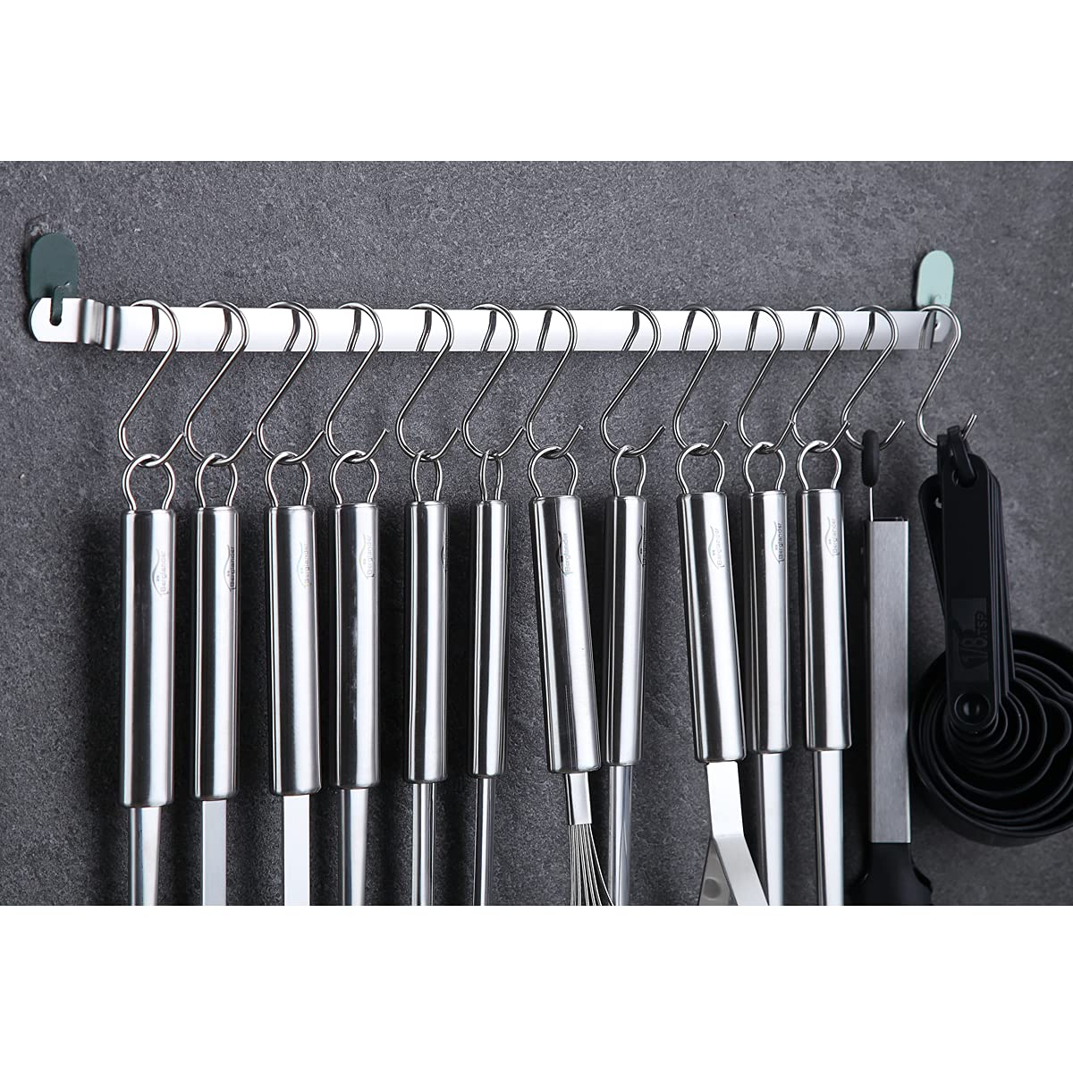 Berglander 38-Piece Stainless Steel Kitchen Utensils Set with Holder & Hooks - Silver, Dishwasher Safe Cooking Tools