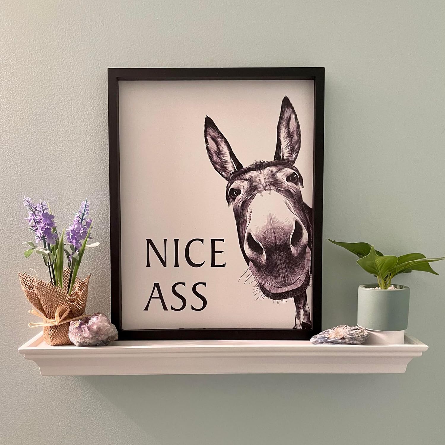 Framed Bathroom Wall Art Nice Ass, Donkey In Bathroom For Bathroom Wall Decor Farmhouse Home Bathroom Decor Sets Funny Bathroom