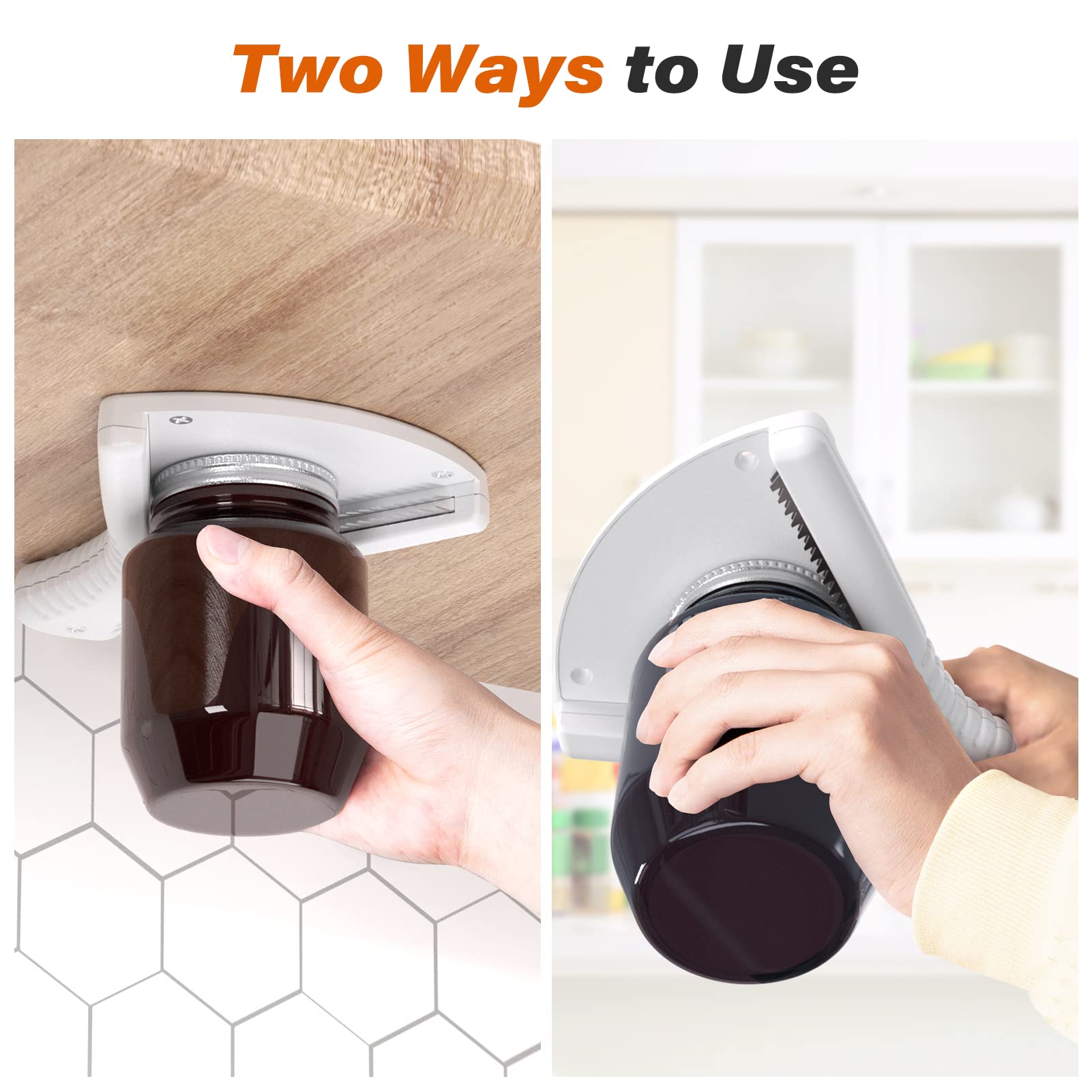 Jar Opener For Weak Hands, Dual Usage | Easy Grip Jar Opener & Under Cabinet Lid Opener, Super Durable Bottle Opener Effortless