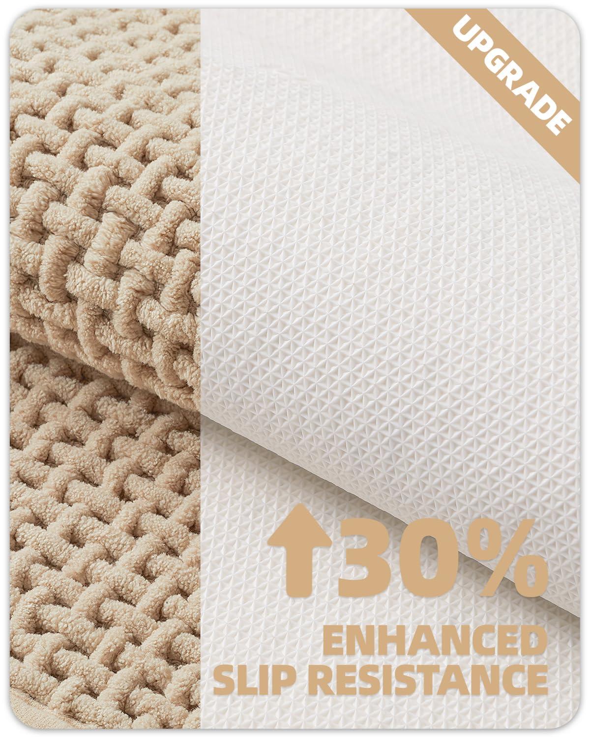 Color&Geometry Small Bathroom Rugs Upgraded Denser Chenille Pile, 16''X24'' Non Slip Absorbent Beige Bath Mats For Bathroom Thin