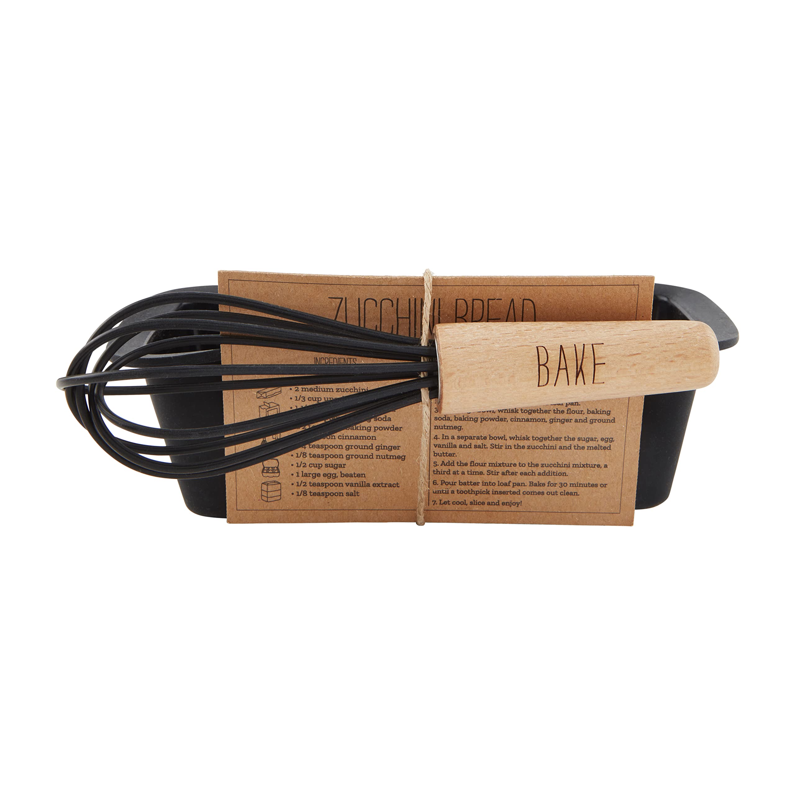 Mud Pie Yum Silicone Mini Loaf Set, Pan 2'' X 6'' | Whisk 5 1/2'' | Card 2 3/4'' X 4''