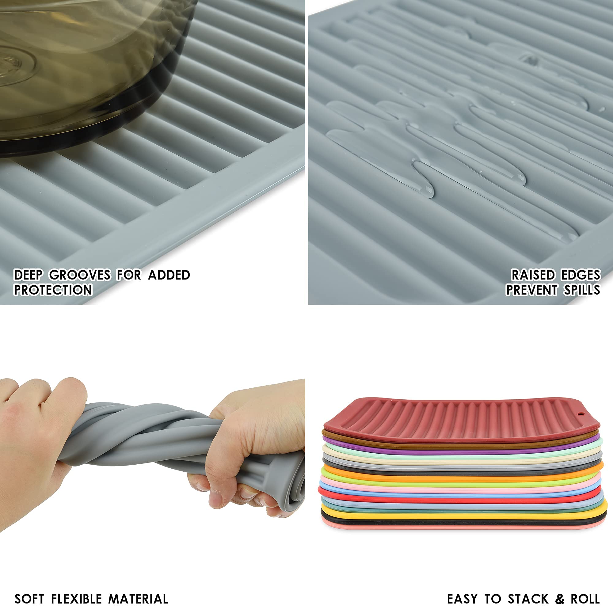 Smithcraft Silicone Trivets For Hot Dishes, Pots & Pans, Silicone Pot Holders Table & Counter, Hot Pads For Kitchen - Waterproof