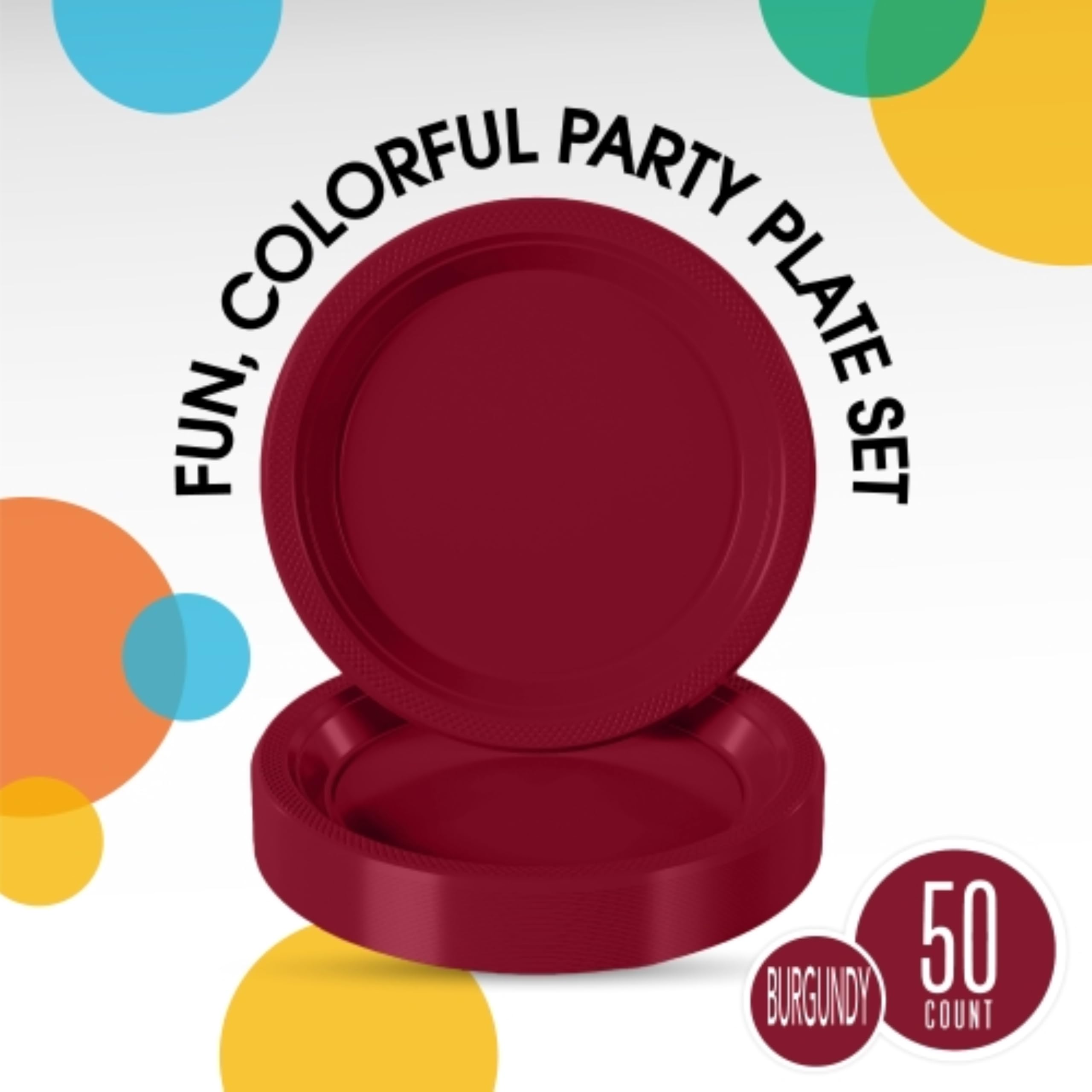 Exquisite Burgundy Plastic Plates For Party 7 Burgundy Disposable Plates For Party Supplies 50 Pcs Disposable Dinner Plate Hea